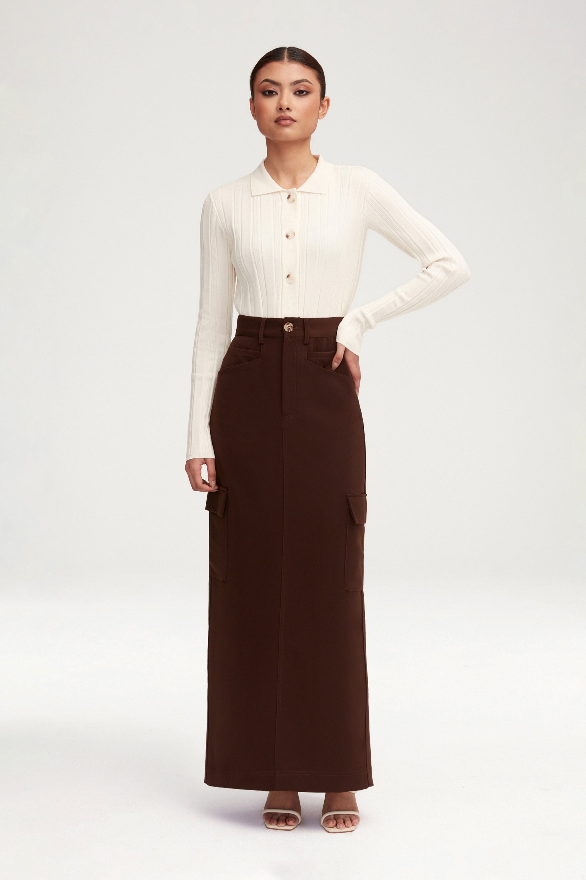 Blake Utility Maxi Skirt - Brown Clothing Veiled 