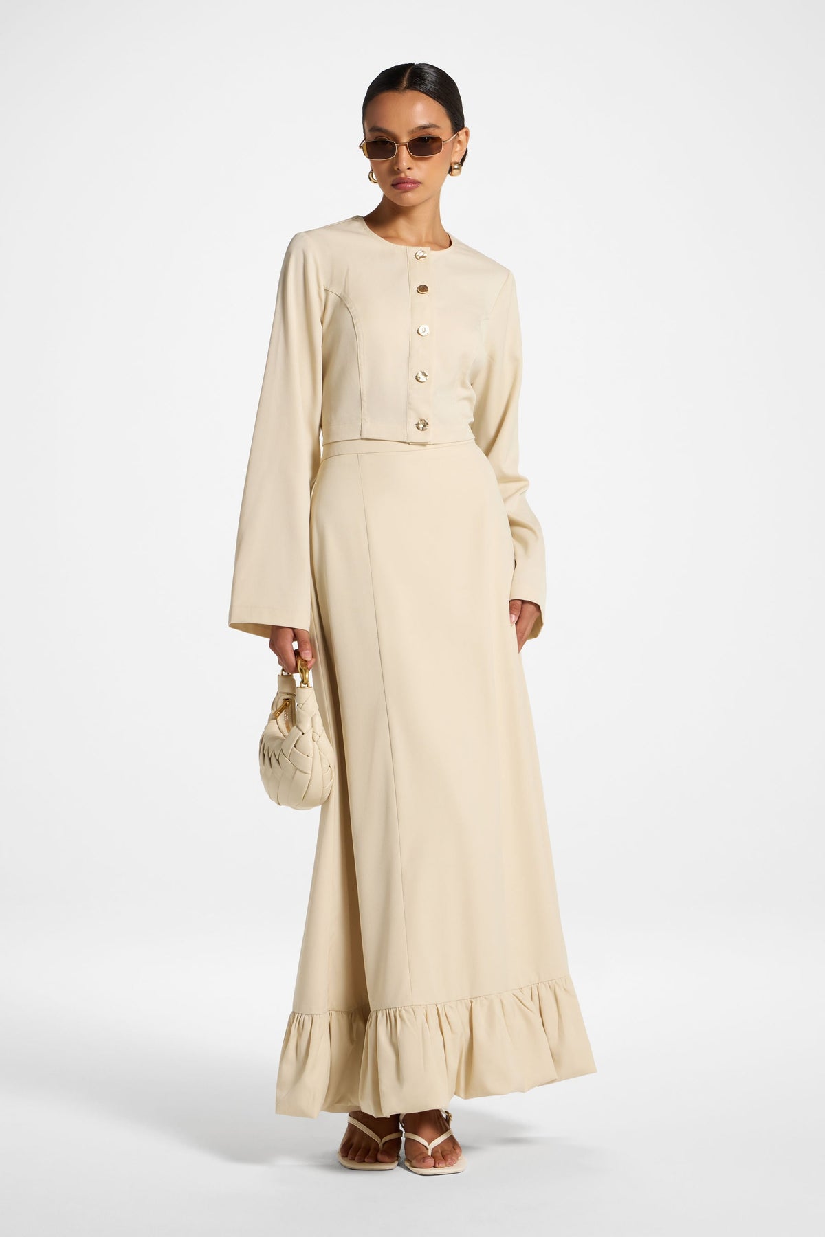 Bubble Hem Skirt - Beige Skirt Veiled 
