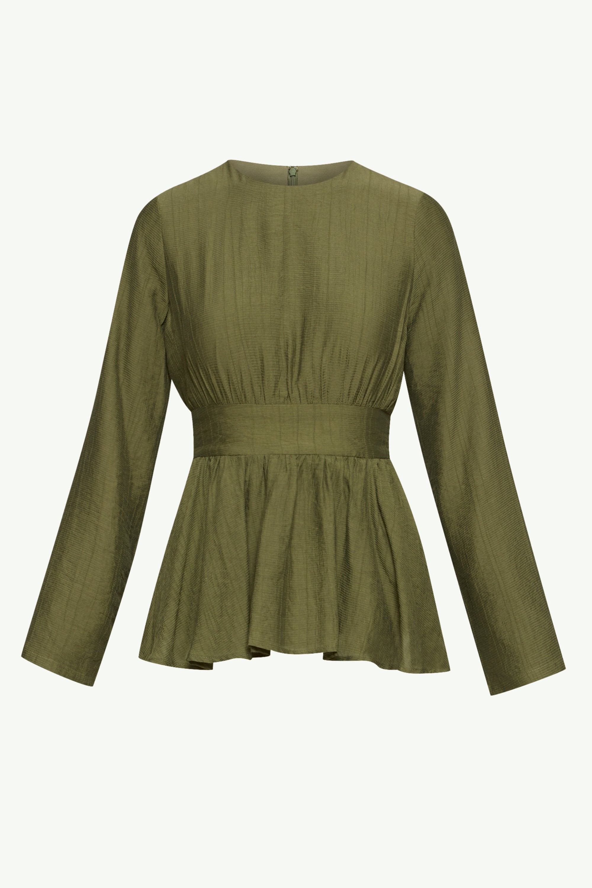 Bushra Flare Sleeve Top - Olive Clothing epschoolboard 