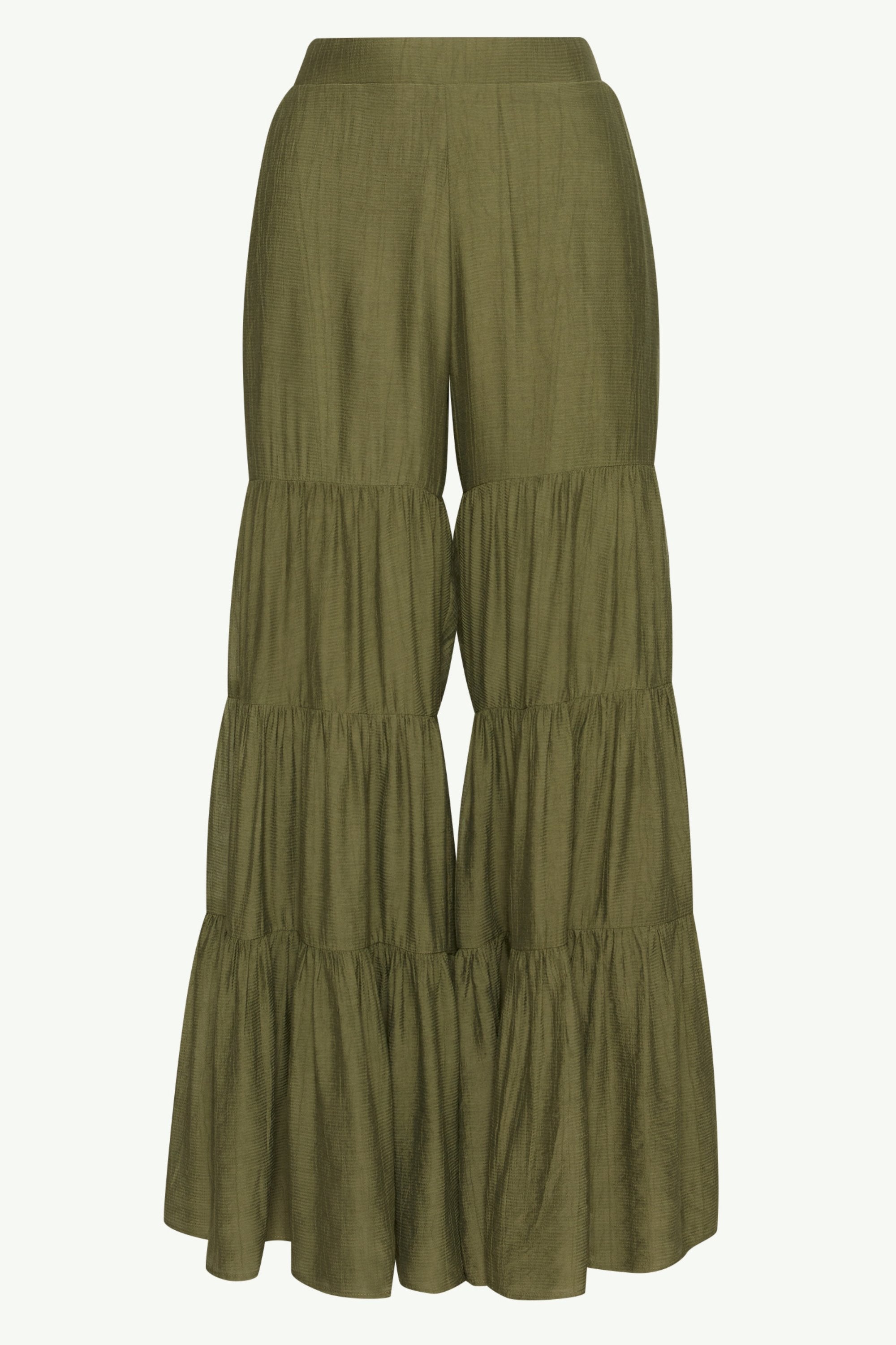 Bushra Palazzo Wide Leg Pants - Olive Clothing Veiled 