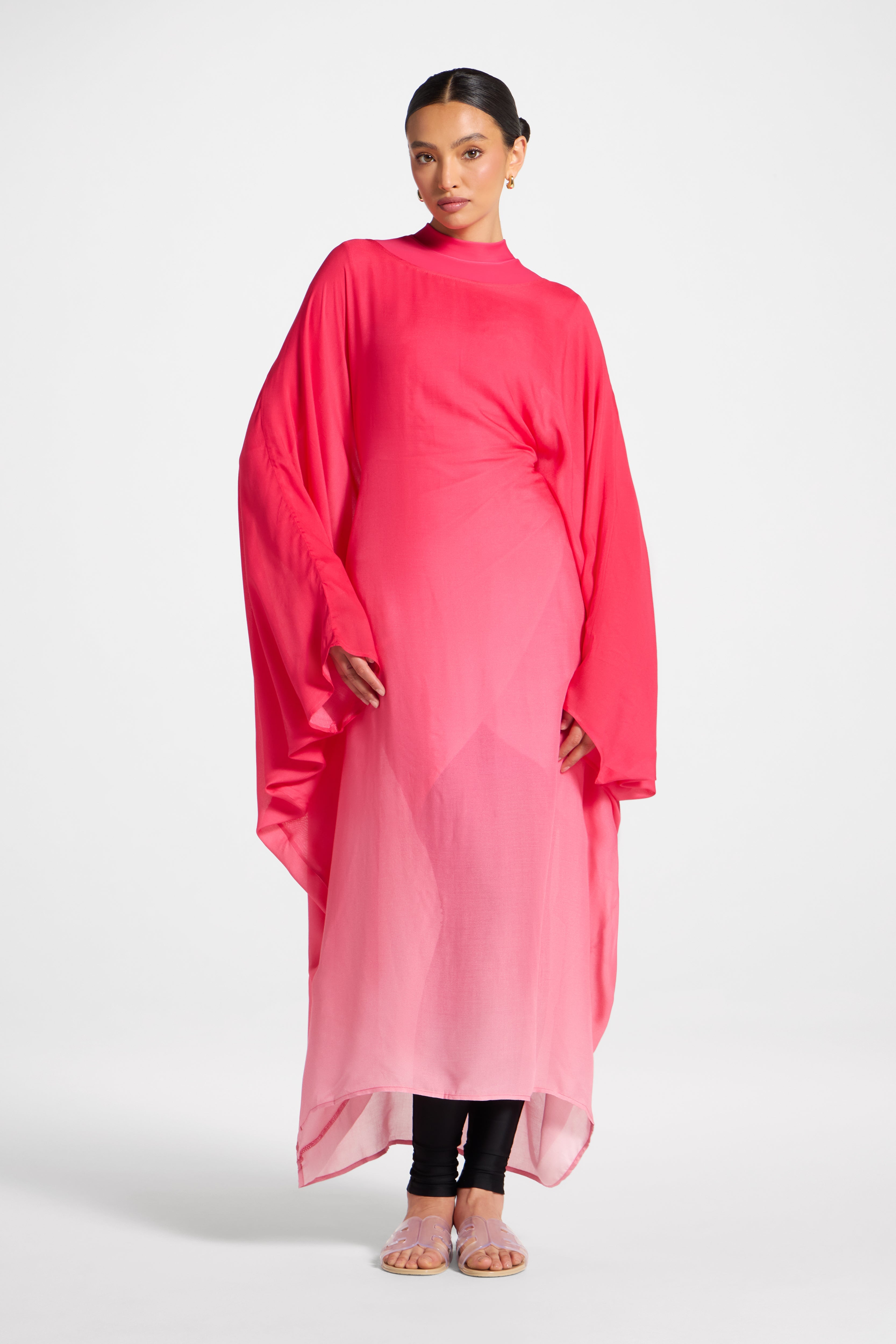 Butterfly Inner Tie Swim Cover Dress - Coral Ombre Swim Veiled 