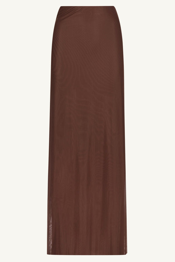 Carmela Mesh Maxi Skirt - Espresso Clothing Veiled 