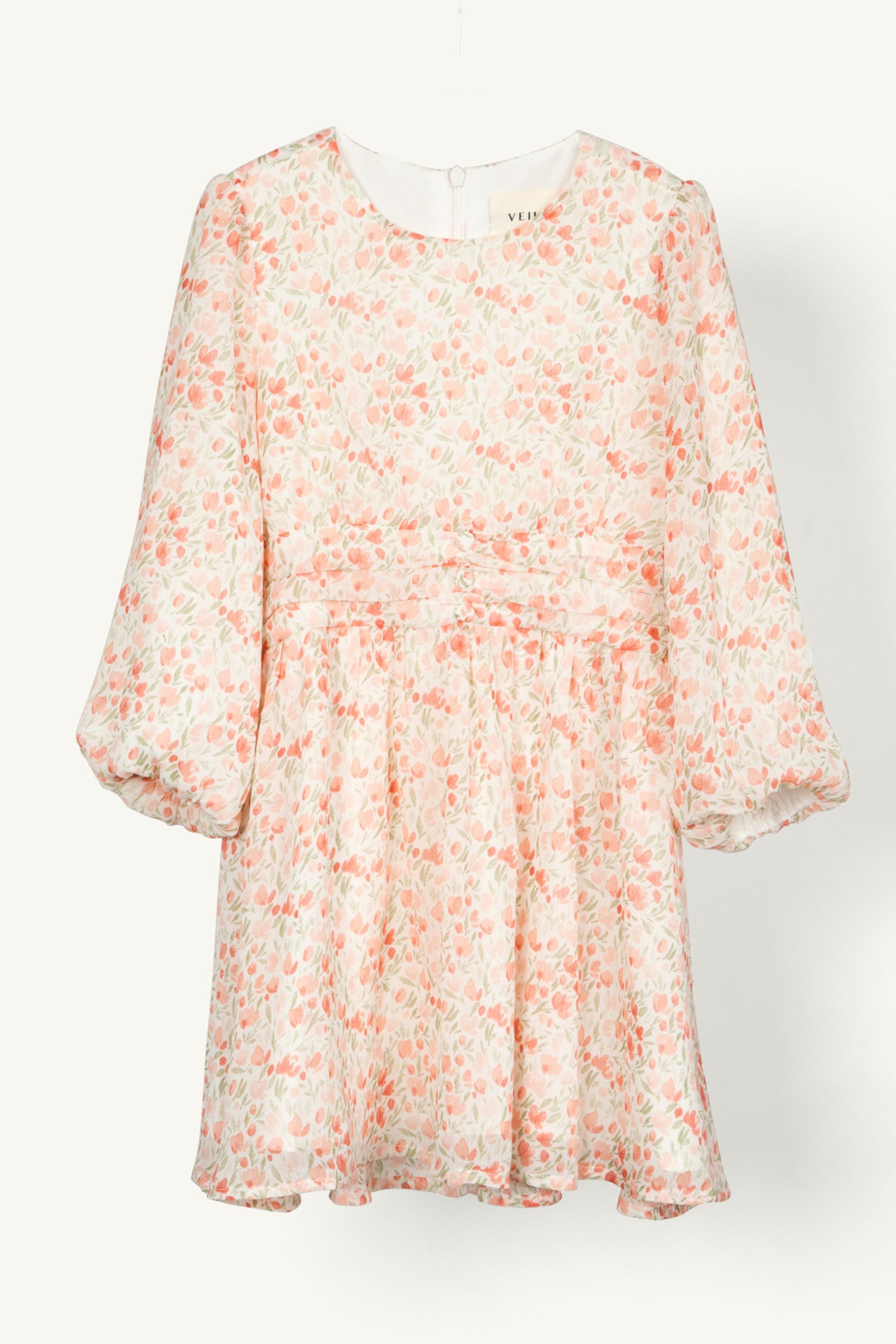 Carmen Floral Rouched Dress - Coral Haze (Girls) Clothing Veiled 