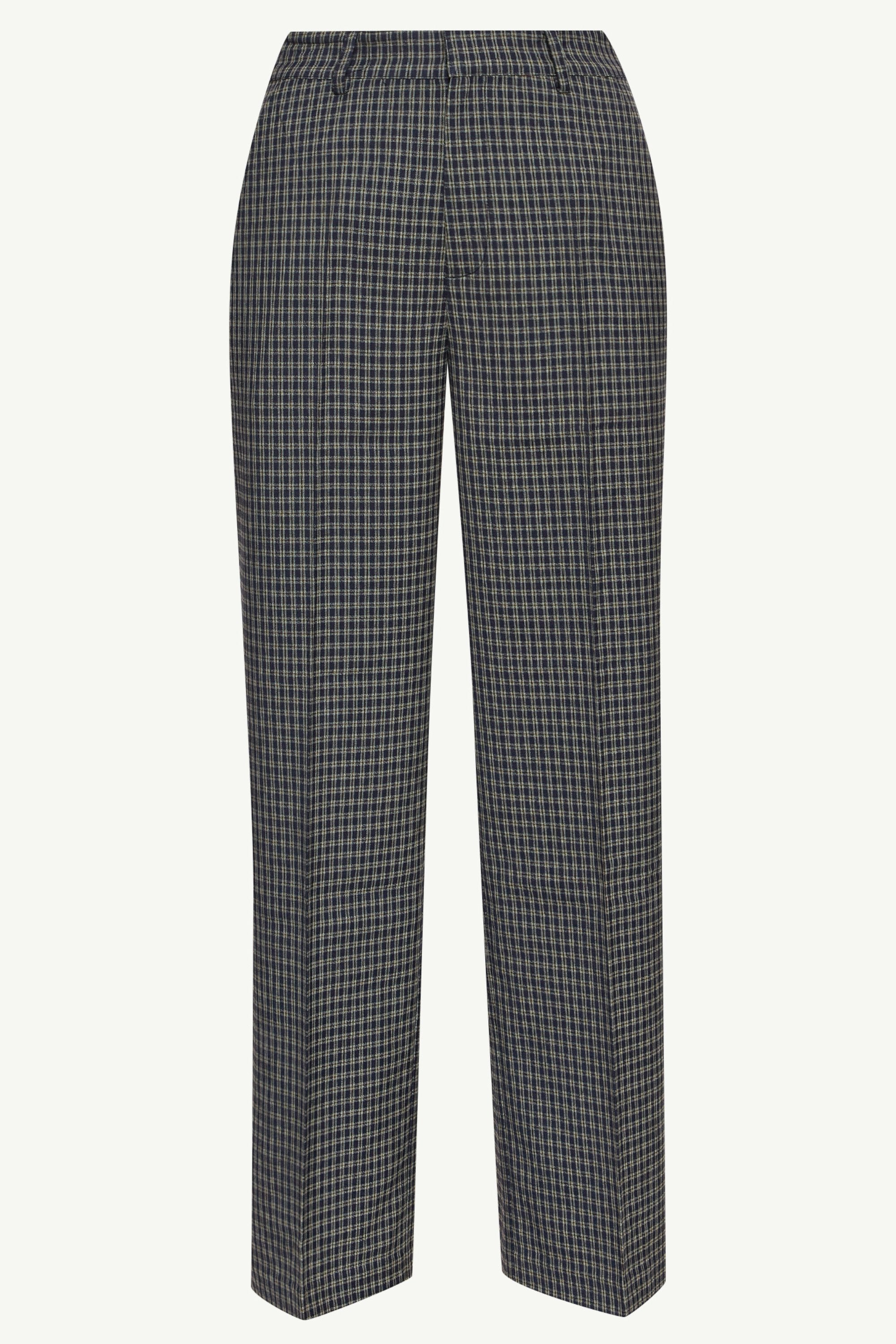 Checkered Blue Wide Leg Pants Clothing Veiled 