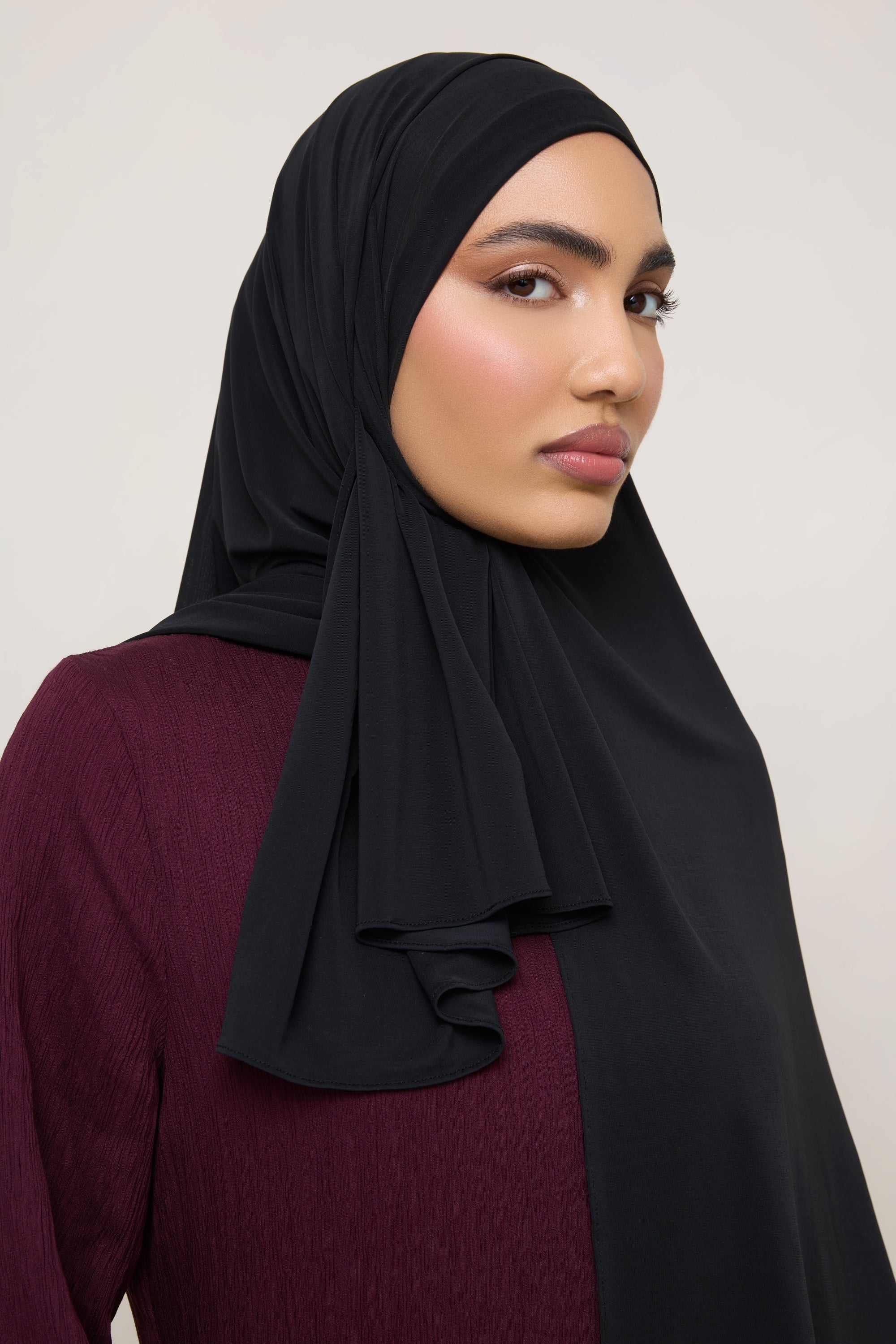 Chiffon Jersey Hijab - Black Hijabs Veiled 