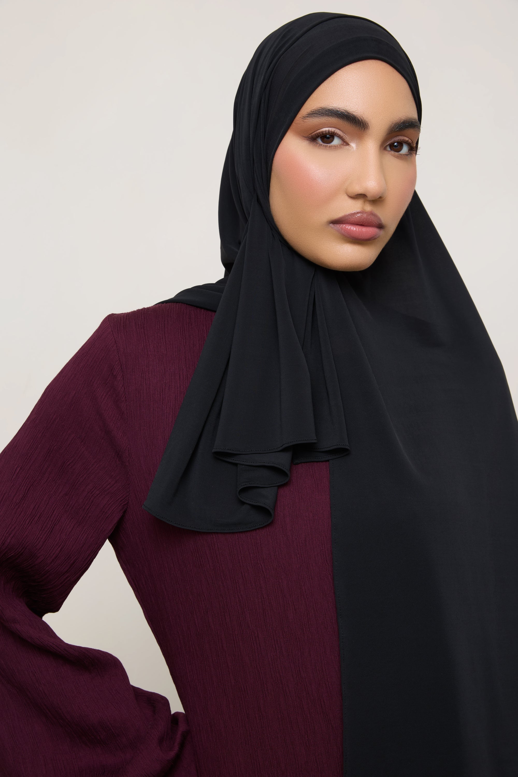 Chiffon Jersey Hijab - Black Hijabs Veiled 