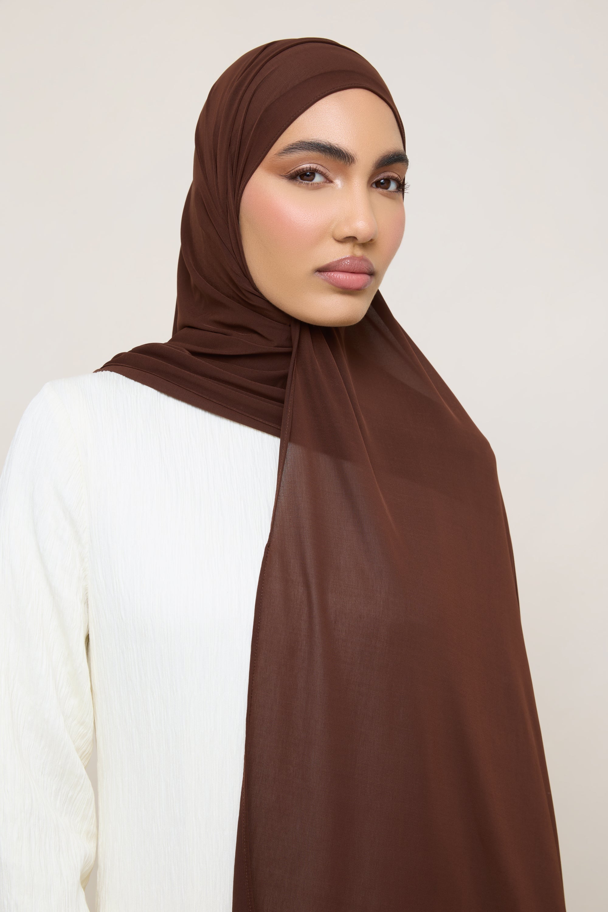 Chiffon Jersey Hijab - Chocolate Hijabs Veiled 