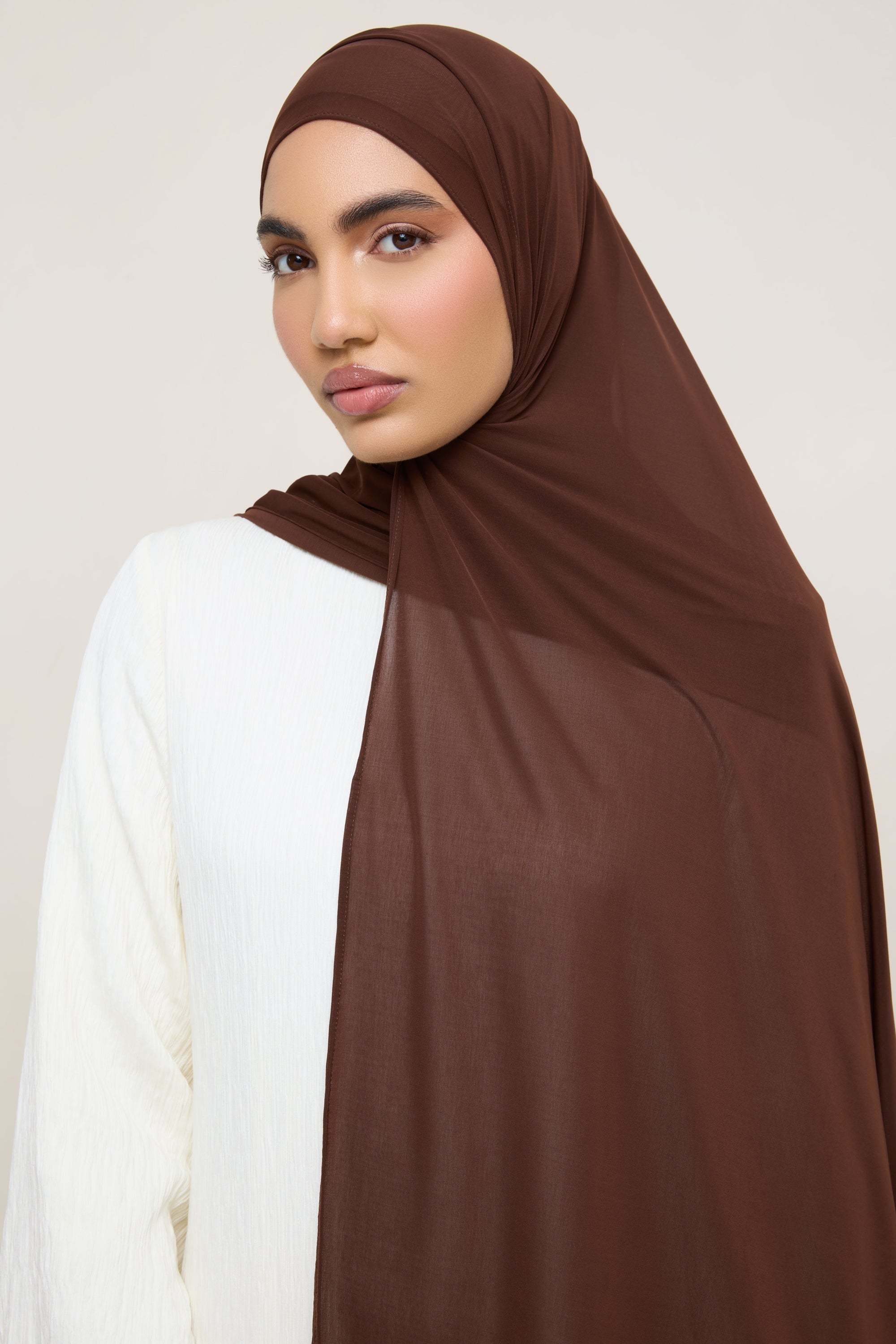 Chiffon Jersey Hijab - Chocolate Hijabs Veiled 
