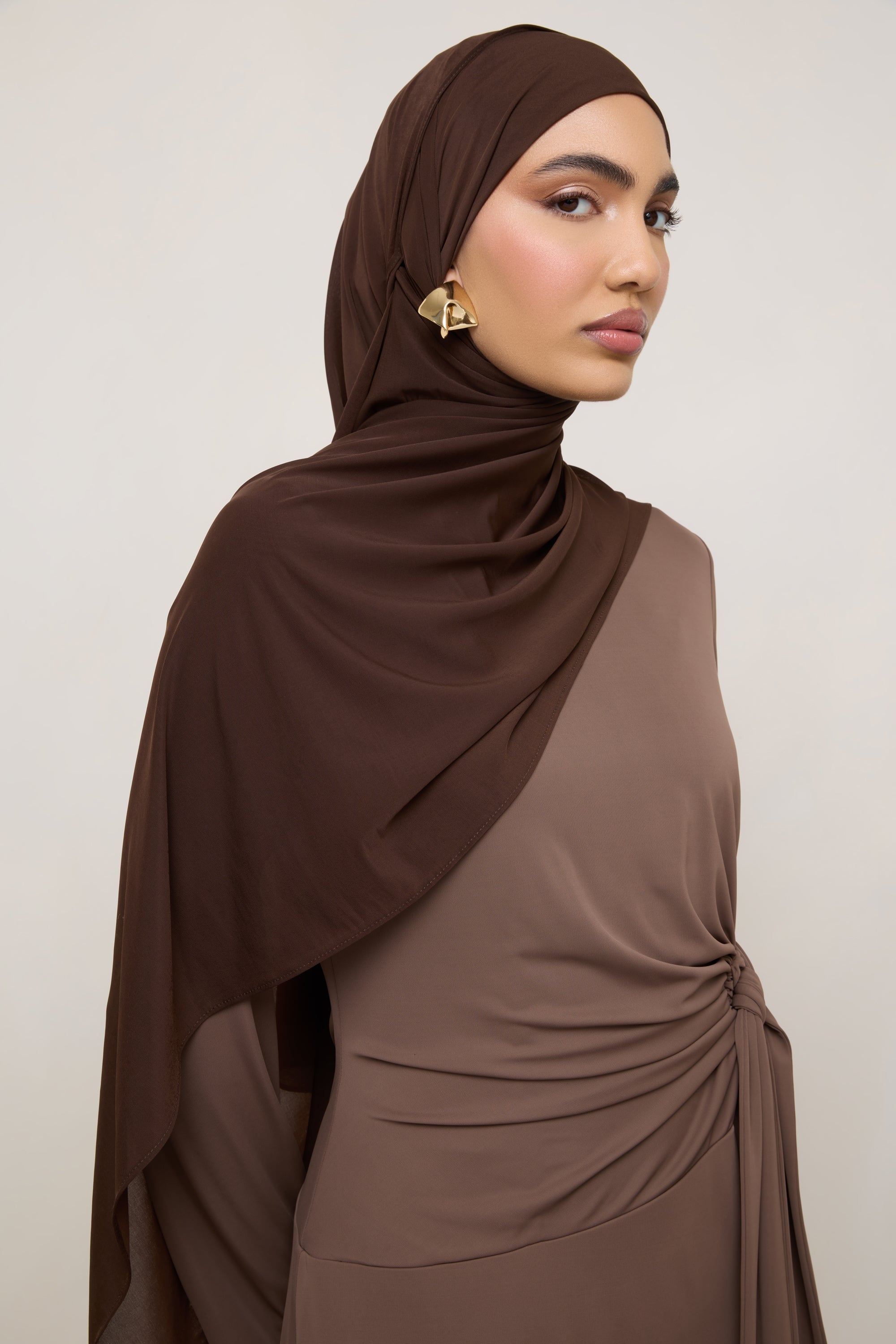 Chiffon Jersey Hijab - Espresso Hijabs Veiled 
