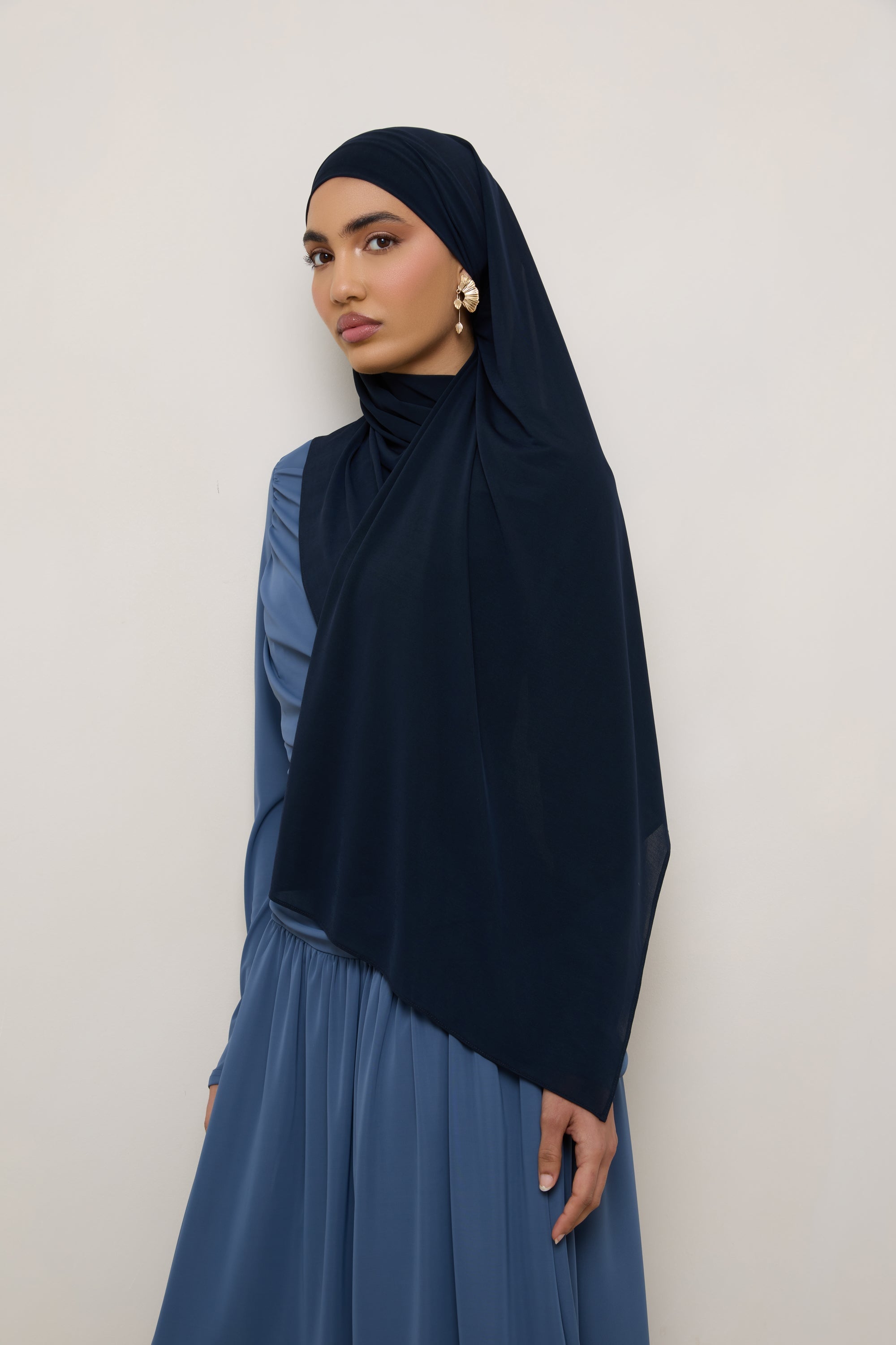 Chiffon Jersey Hijab - Navy Hijabs Veiled 