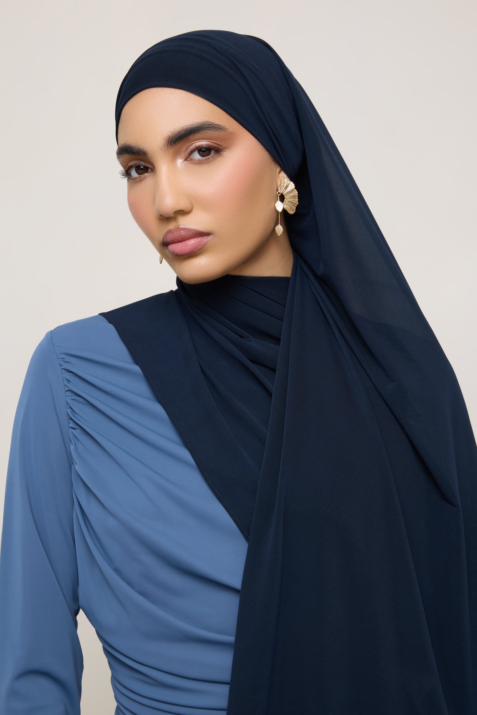 Chiffon Jersey Hijab - Navy Hijabs Veiled 