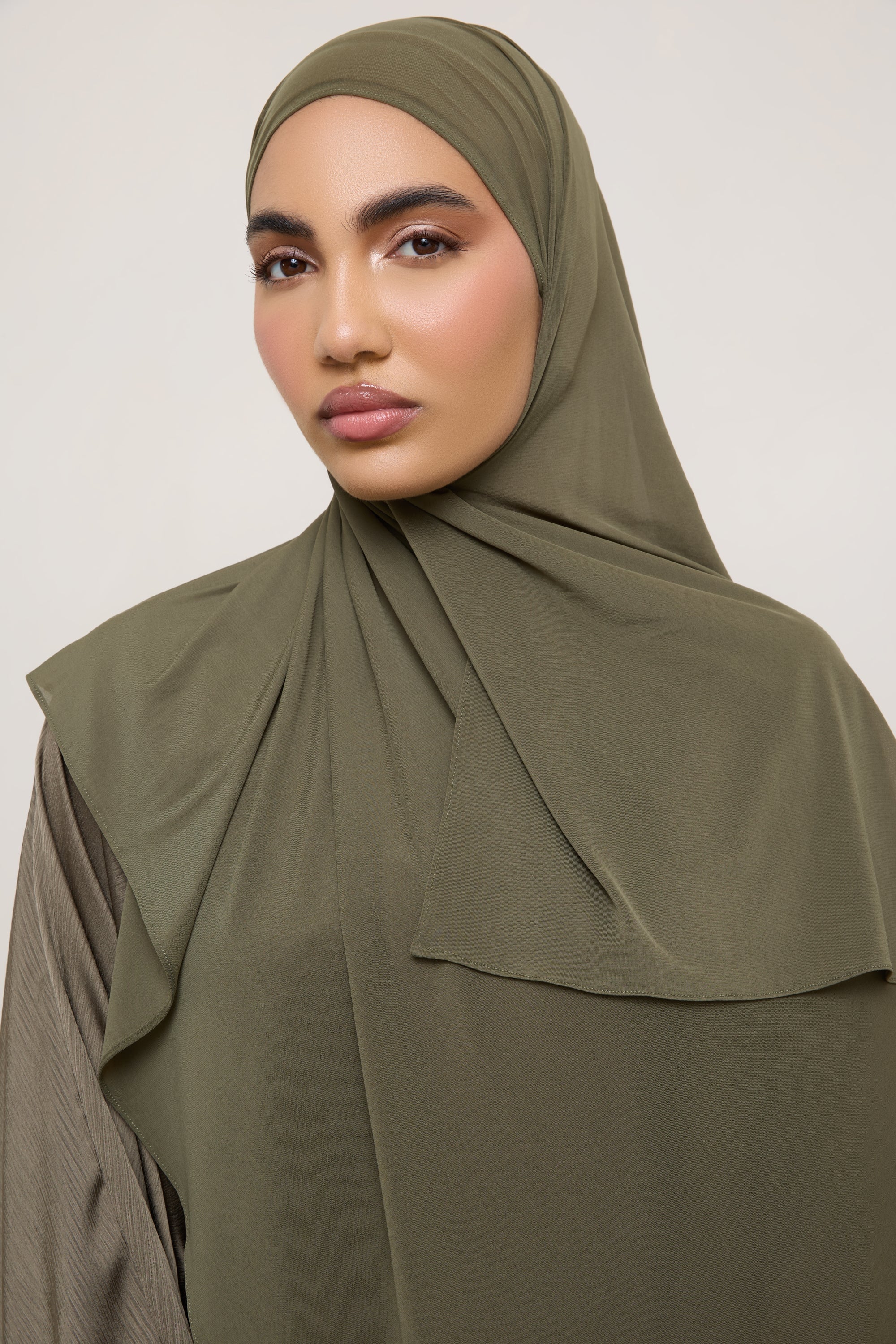 Chiffon Jersey Hijab - Olive Hijabs Veiled 