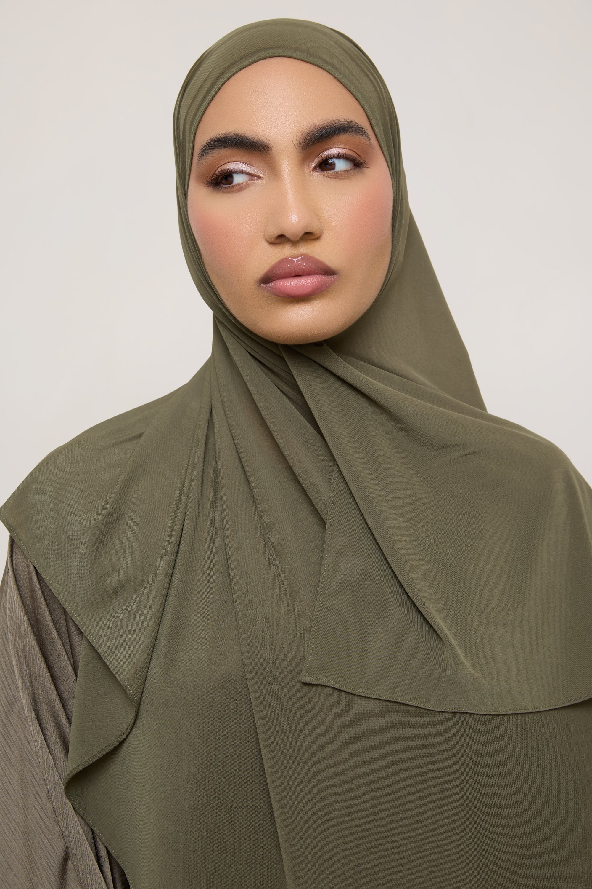 Chiffon Jersey Hijab - Olive Hijabs Veiled 