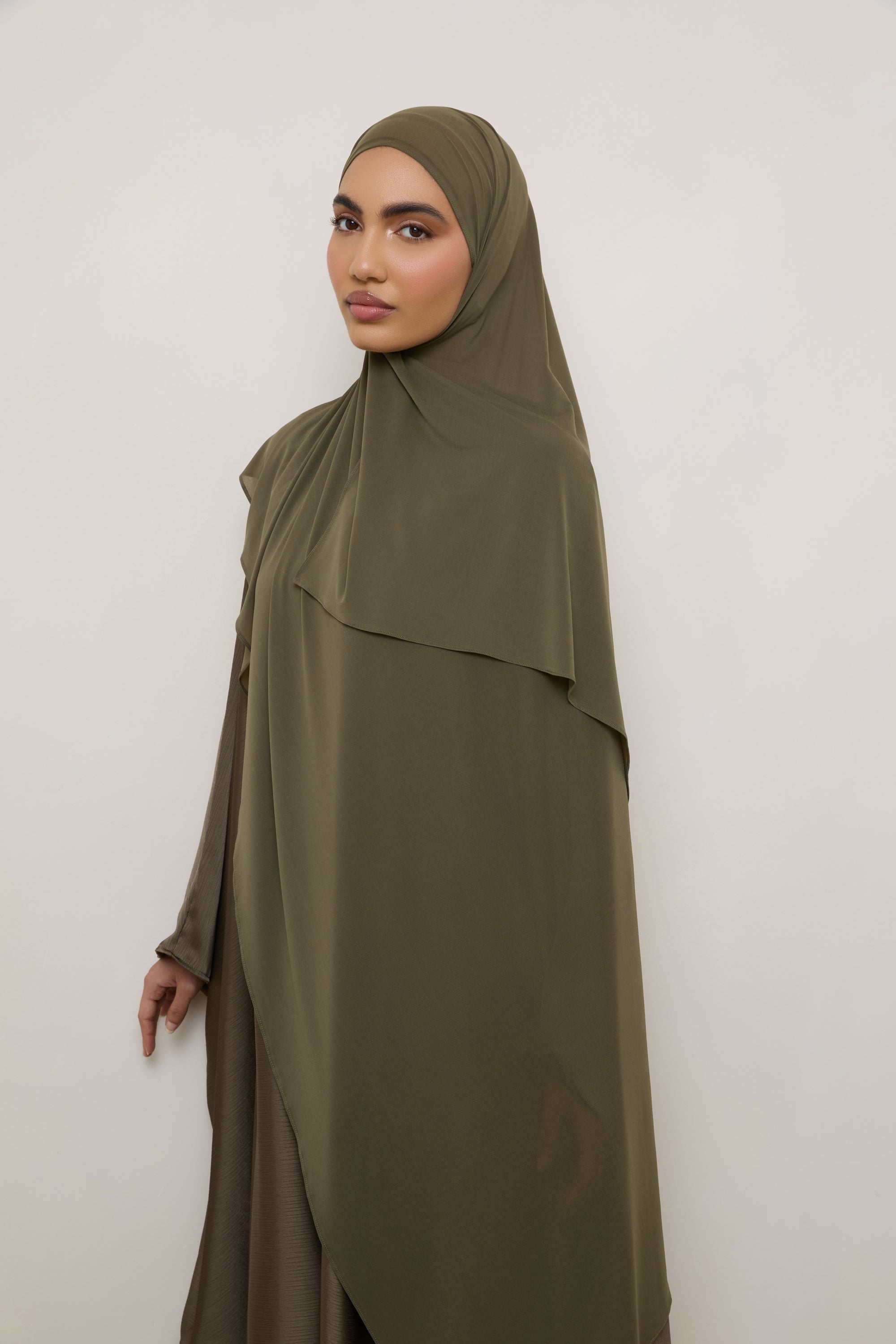 Chiffon Jersey Hijab - Olive Hijabs Veiled 