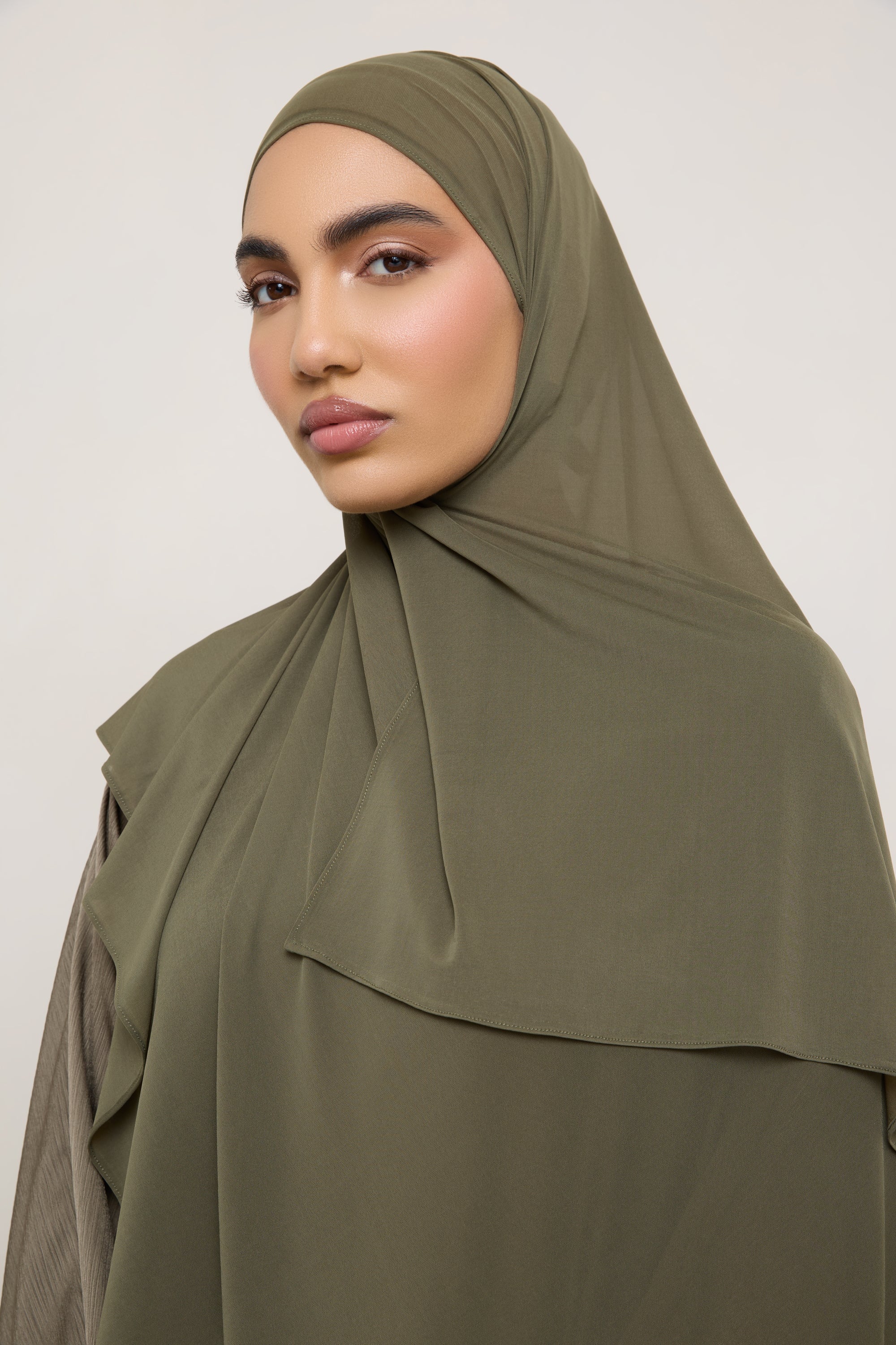 Chiffon Jersey Hijab - Olive Hijabs Veiled 