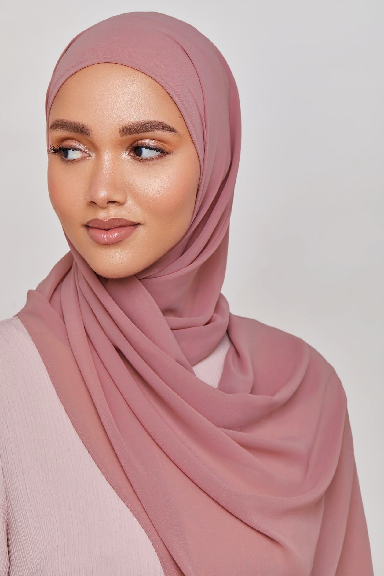 Chiffon LITE Hijab - Dusty Rose Hijabs Veiled 
