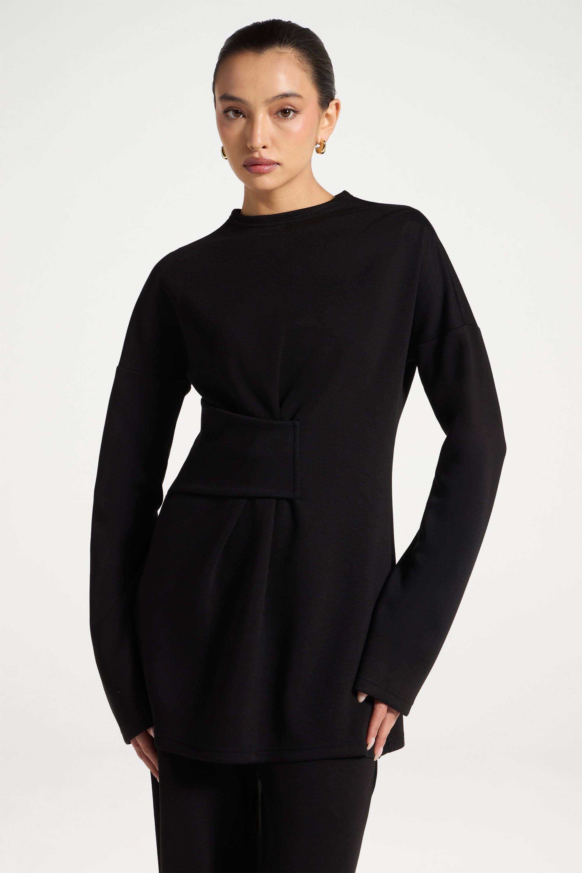 Cinch Top & Pants Set - Black Abayas Veiled 