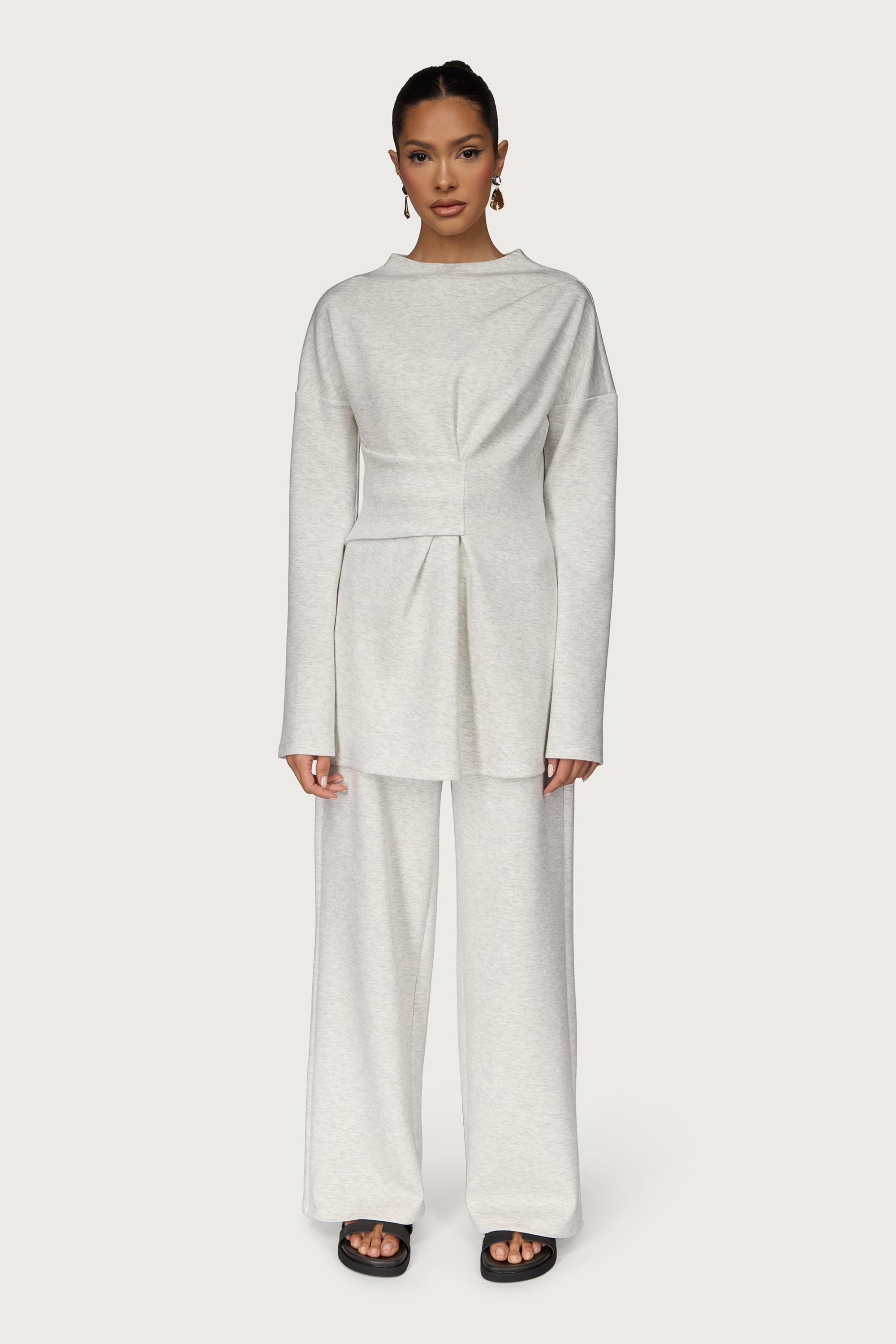 Cinch Top & Pants Set - Heather Grey Abayas Veiled 