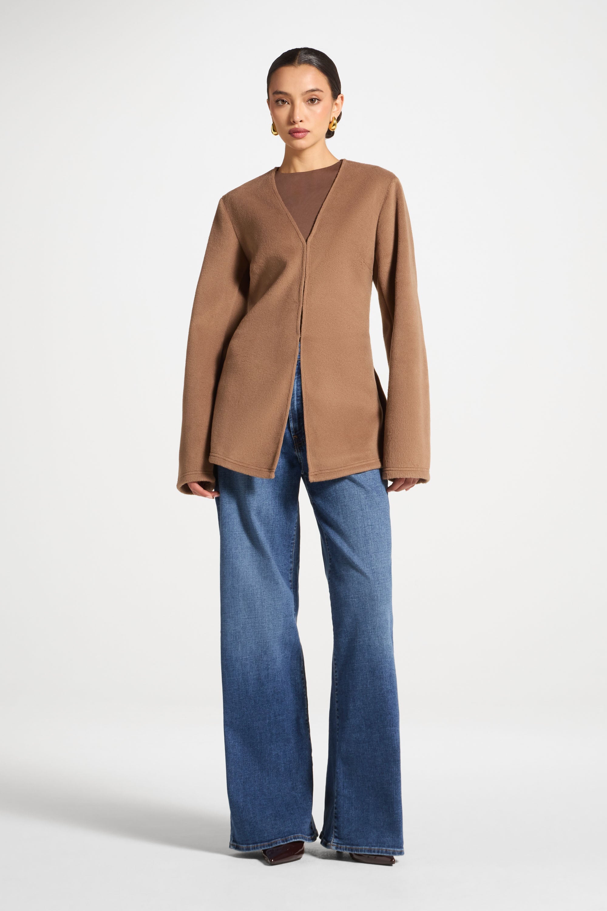 Cinch Waist Cardigan - Caramel Abayas Veiled 