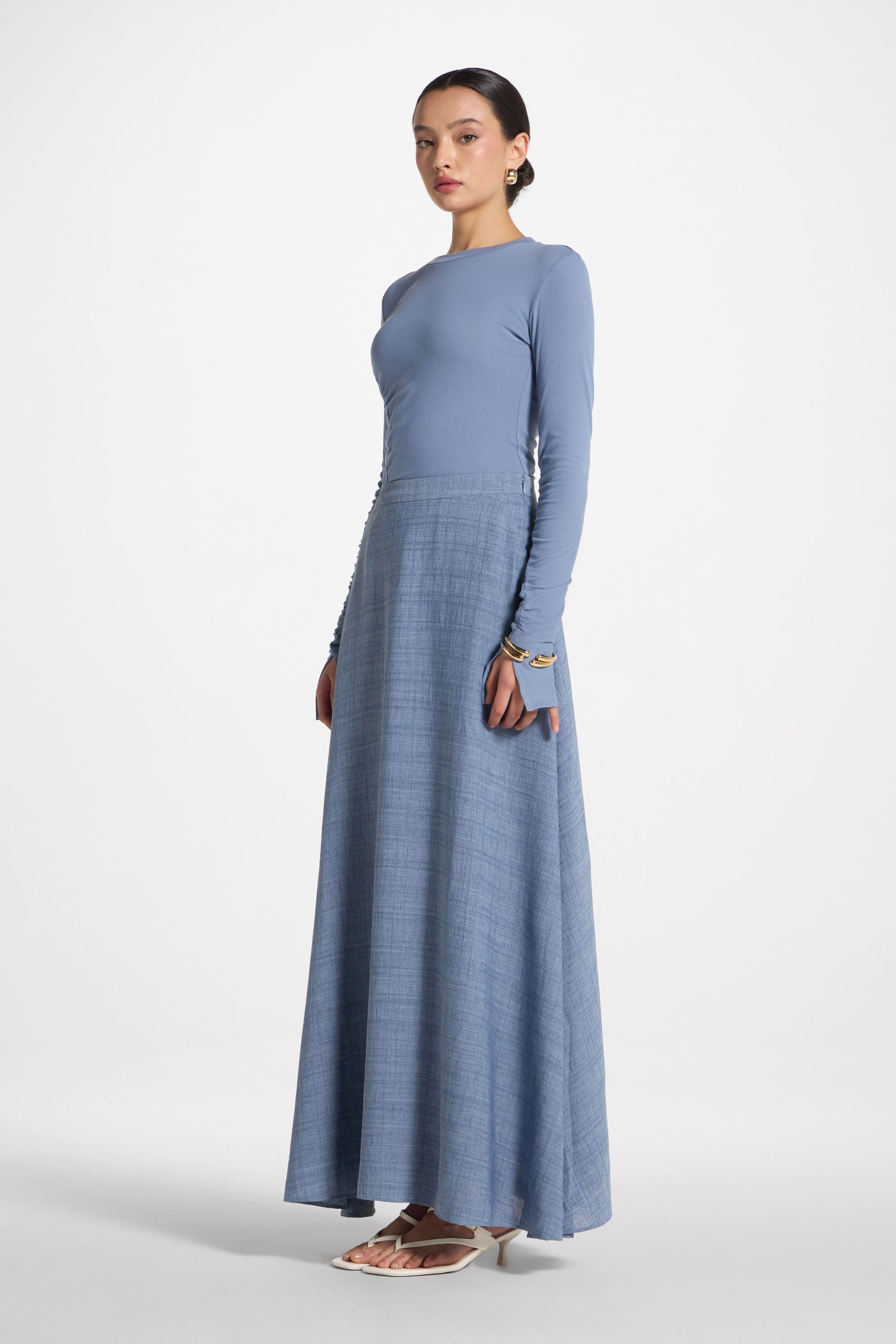 Circle Maxi Skirt - Denim Abayas Veiled 