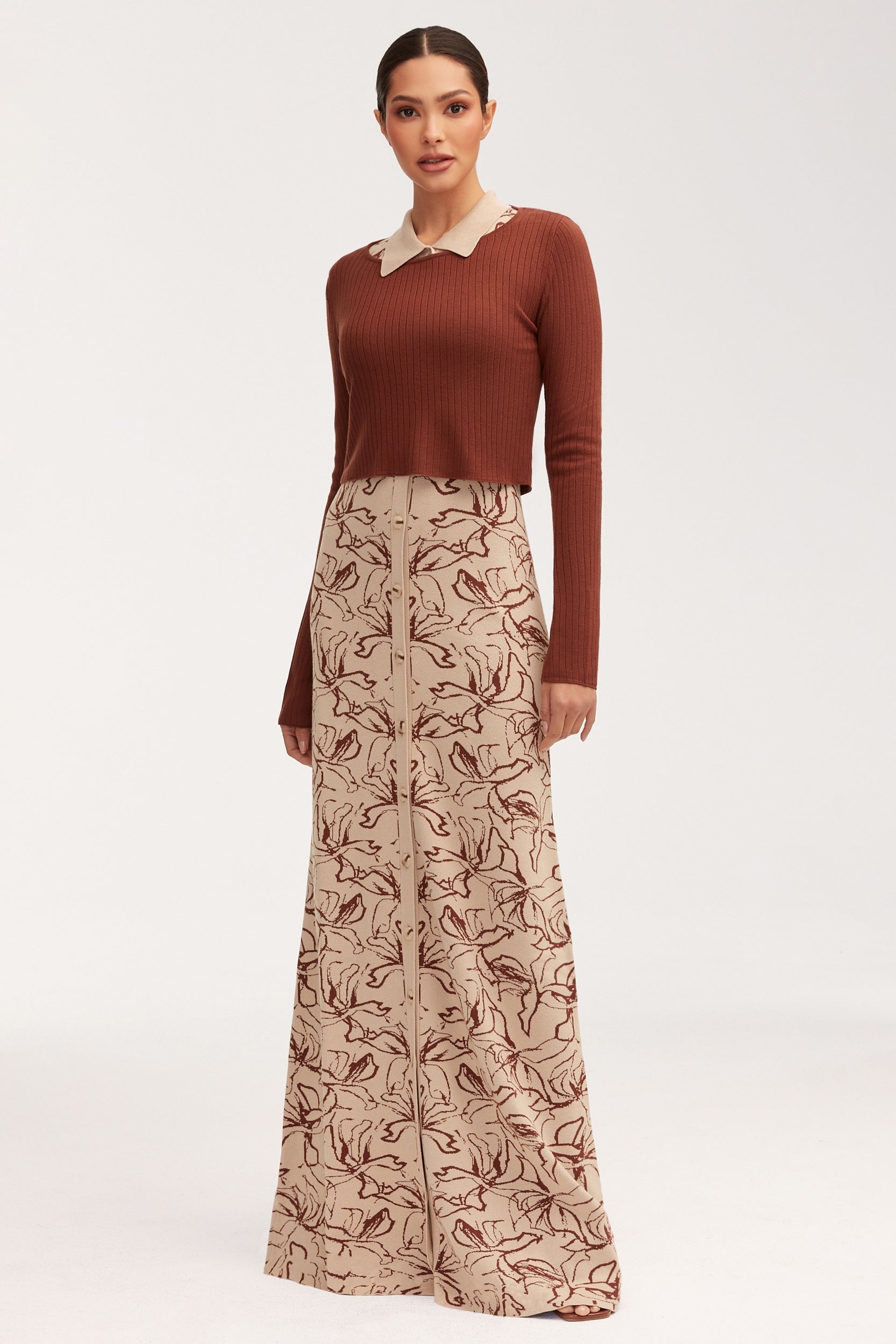 Claire Jacquard Knit Top & Maxi Dress Set Sets Veiled 
