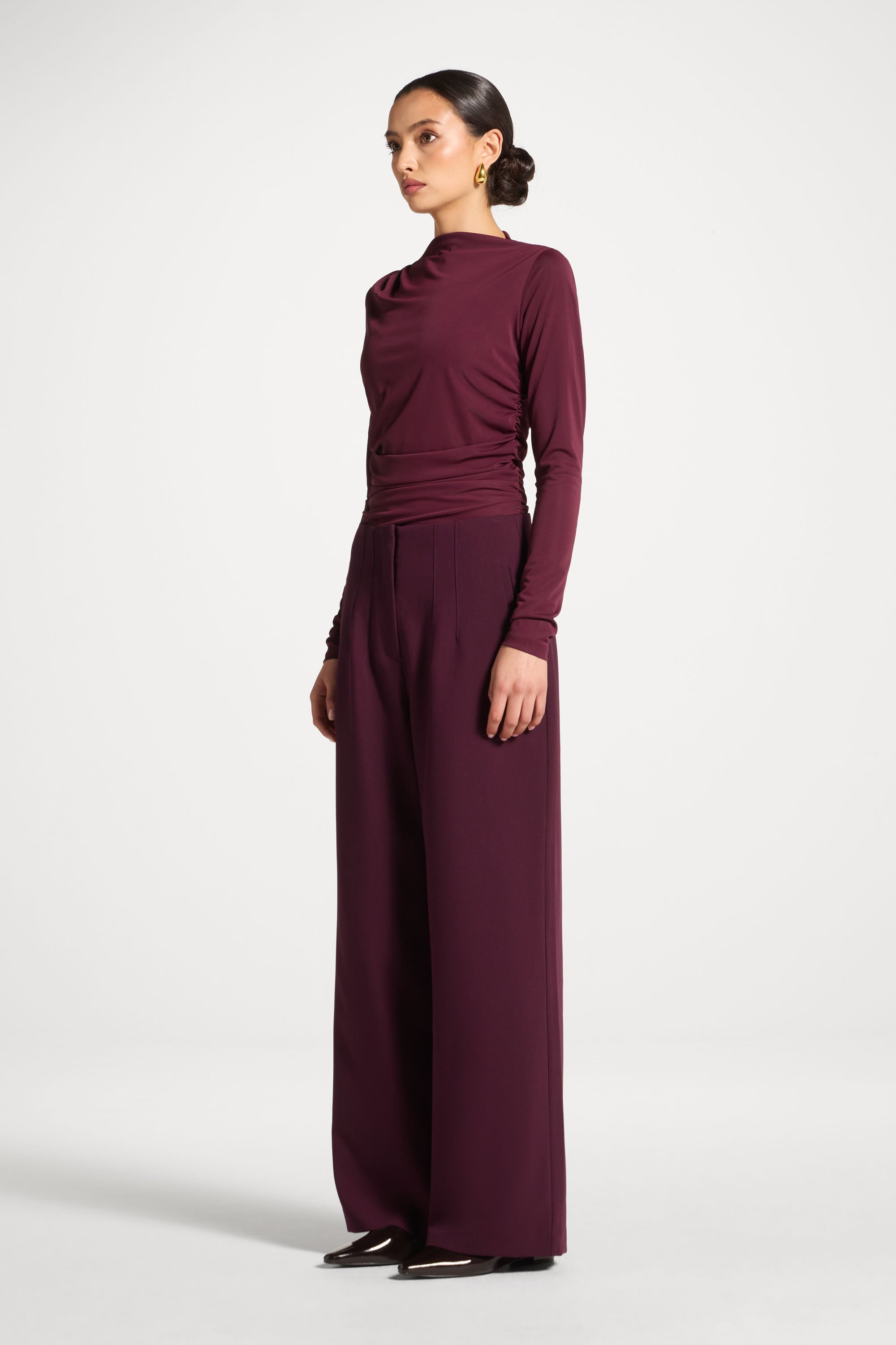Classic Wide Leg Pants - Black Currant Abayas Veiled 