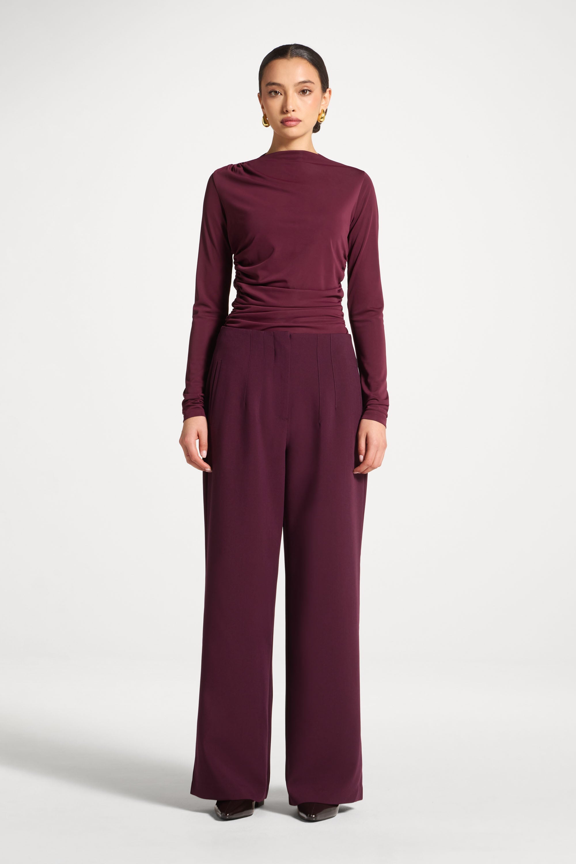 Classic Wide Leg Pants - Black Currant Abayas Veiled 