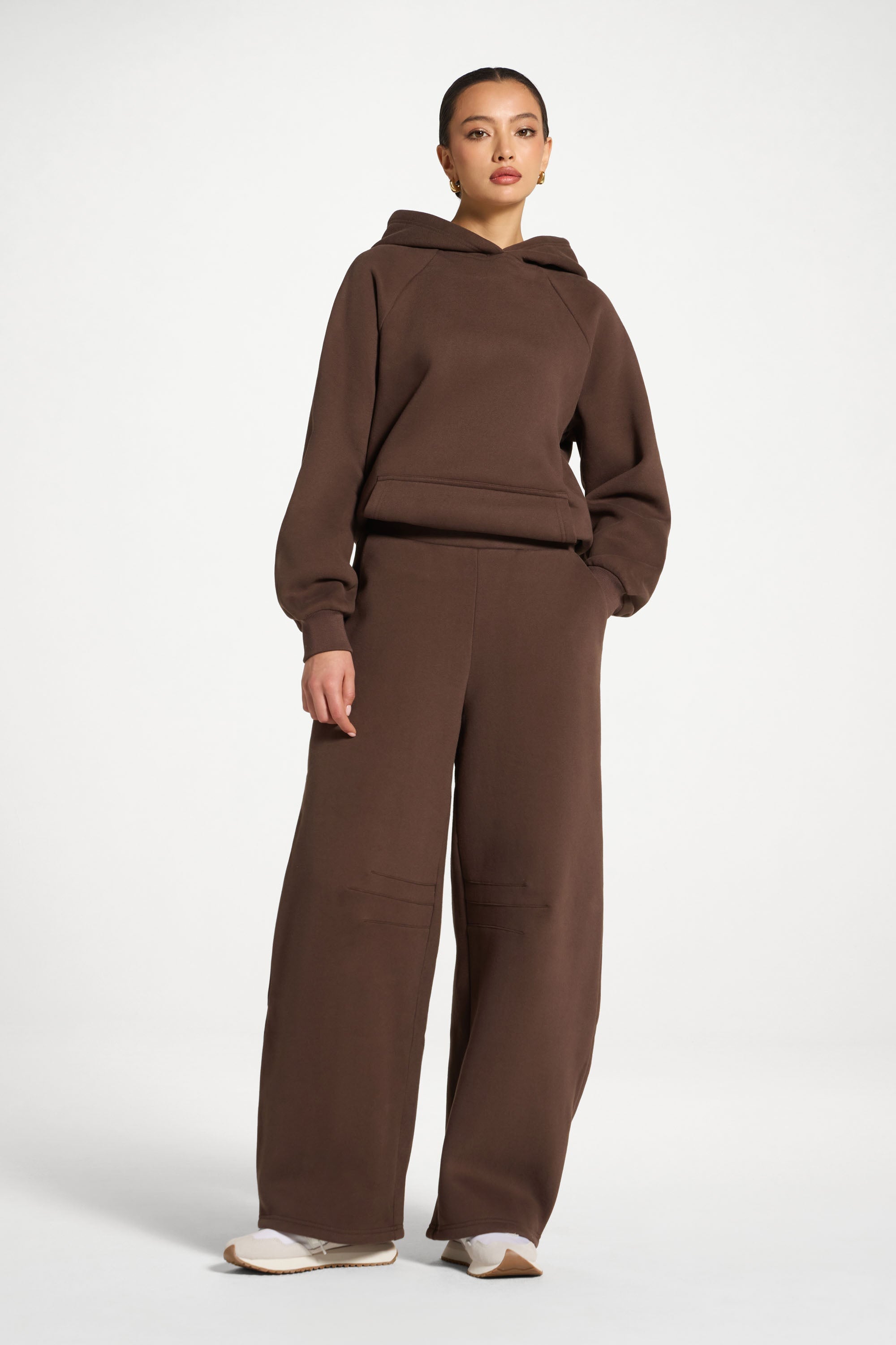 Cotton Barrel Leg Pants - Chocolate