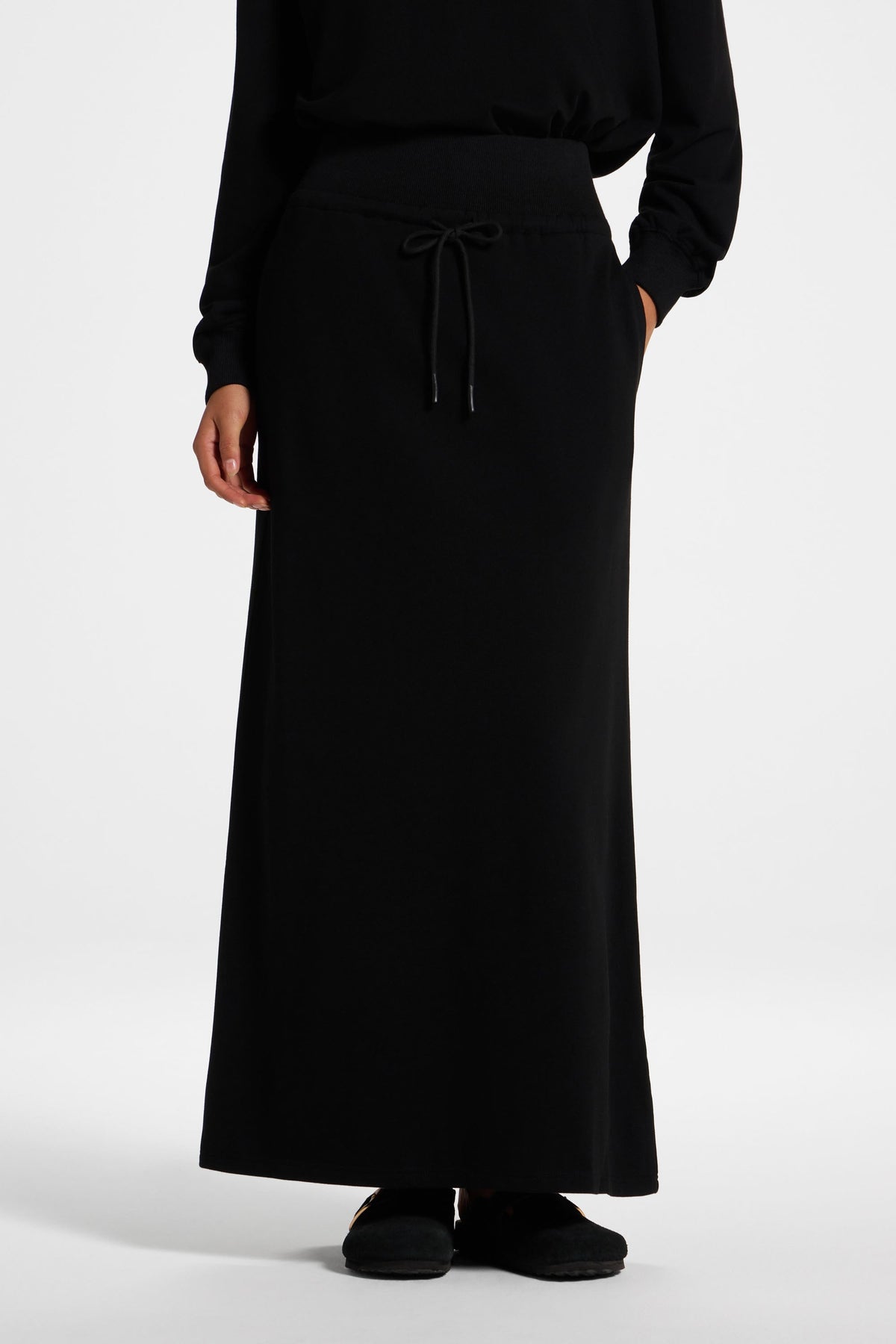 Cotton Blend Lounge Skirt - Black Skirt Veiled 