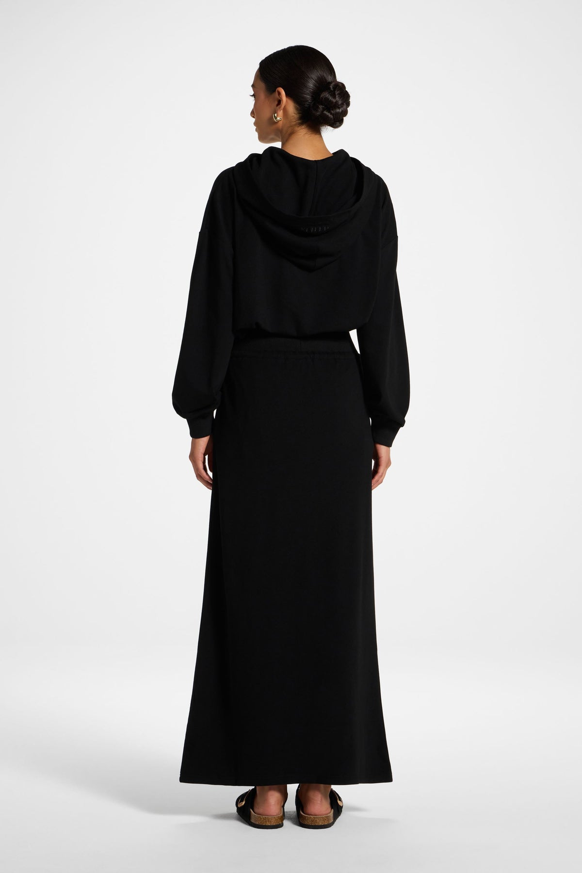 Cotton Blend Lounge Skirt - Black Skirt Veiled 