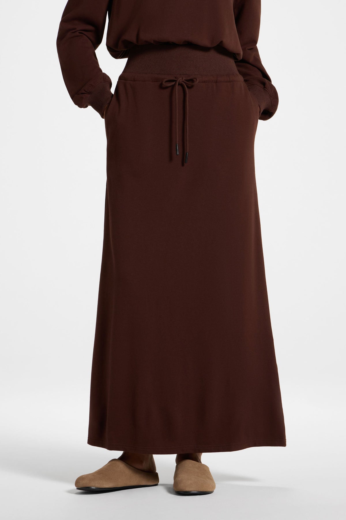 Cotton Blend Lounge Skirt - Chocolate Skirt Veiled 