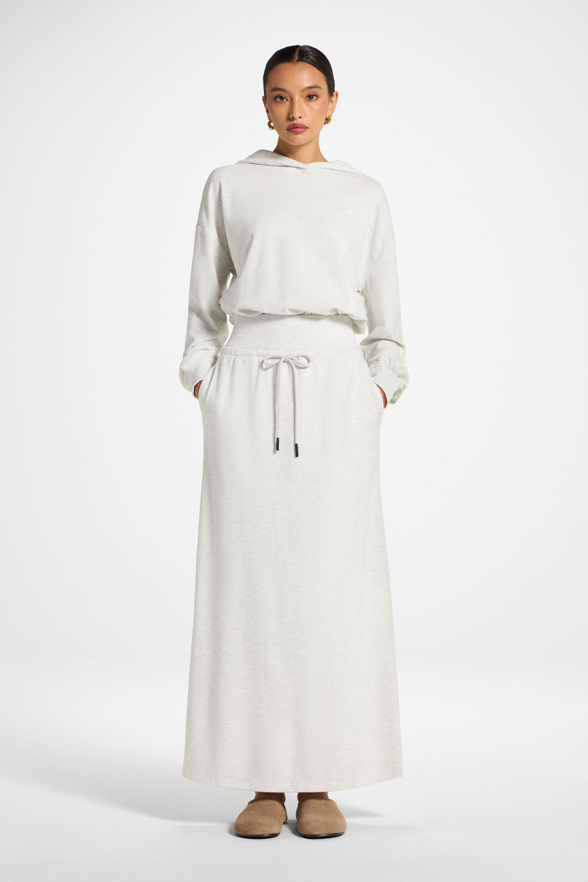 Cotton Blend Lounge Skirt - Light Heather Skirt Veiled 