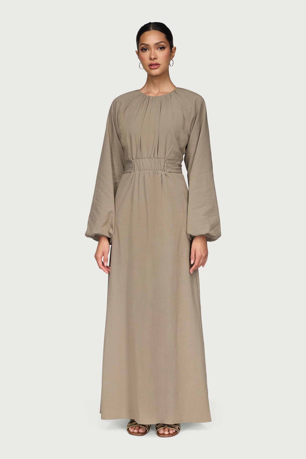 Cotton Blend Tie Back Maxi Dress - Sage Dresses Veiled 