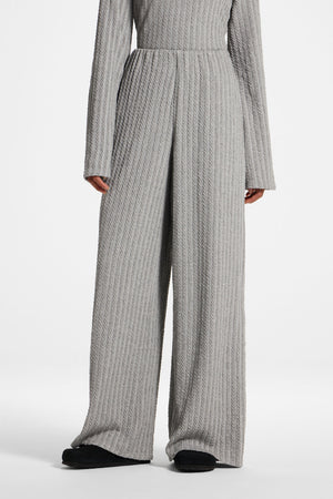 Cotton Blend Wide Leg Pants - Charcoal