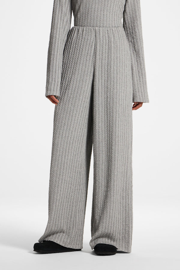 Cotton Blend Wide Leg Pants - Charcoal Top Veiled 