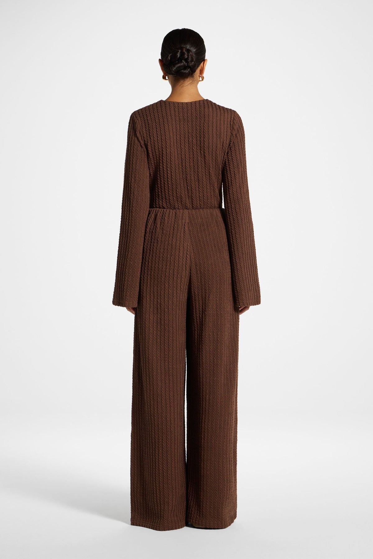 Cotton Blend Wide Leg Pants - Coffee Quartz Top Veiled 