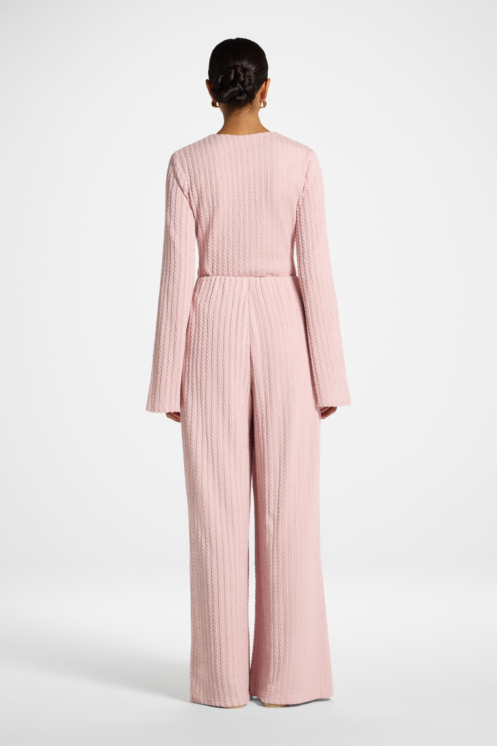 Cotton Blend Wide Leg Pants - Pink Frost Top Veiled 