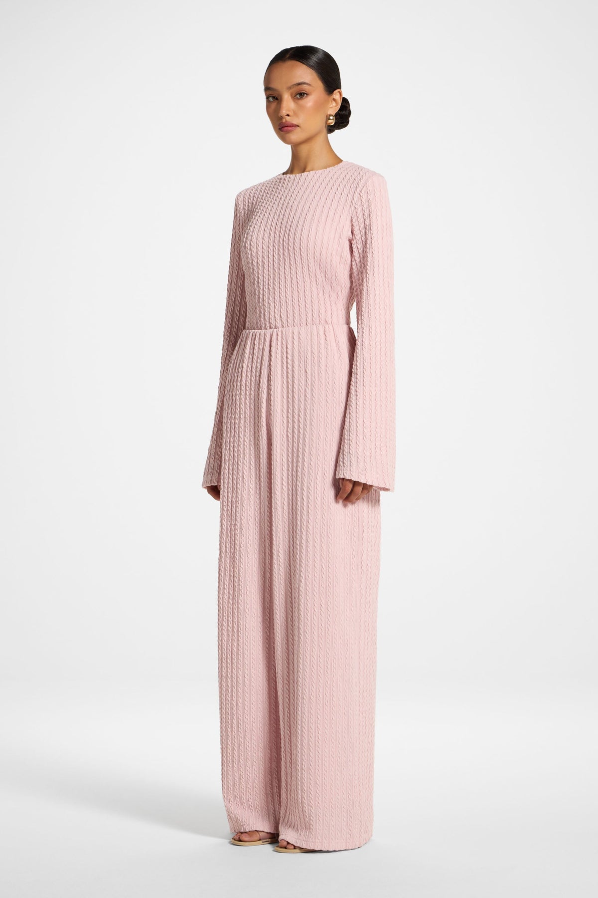 Cotton Blend Wide Leg Pants - Pink Frost Top Veiled 