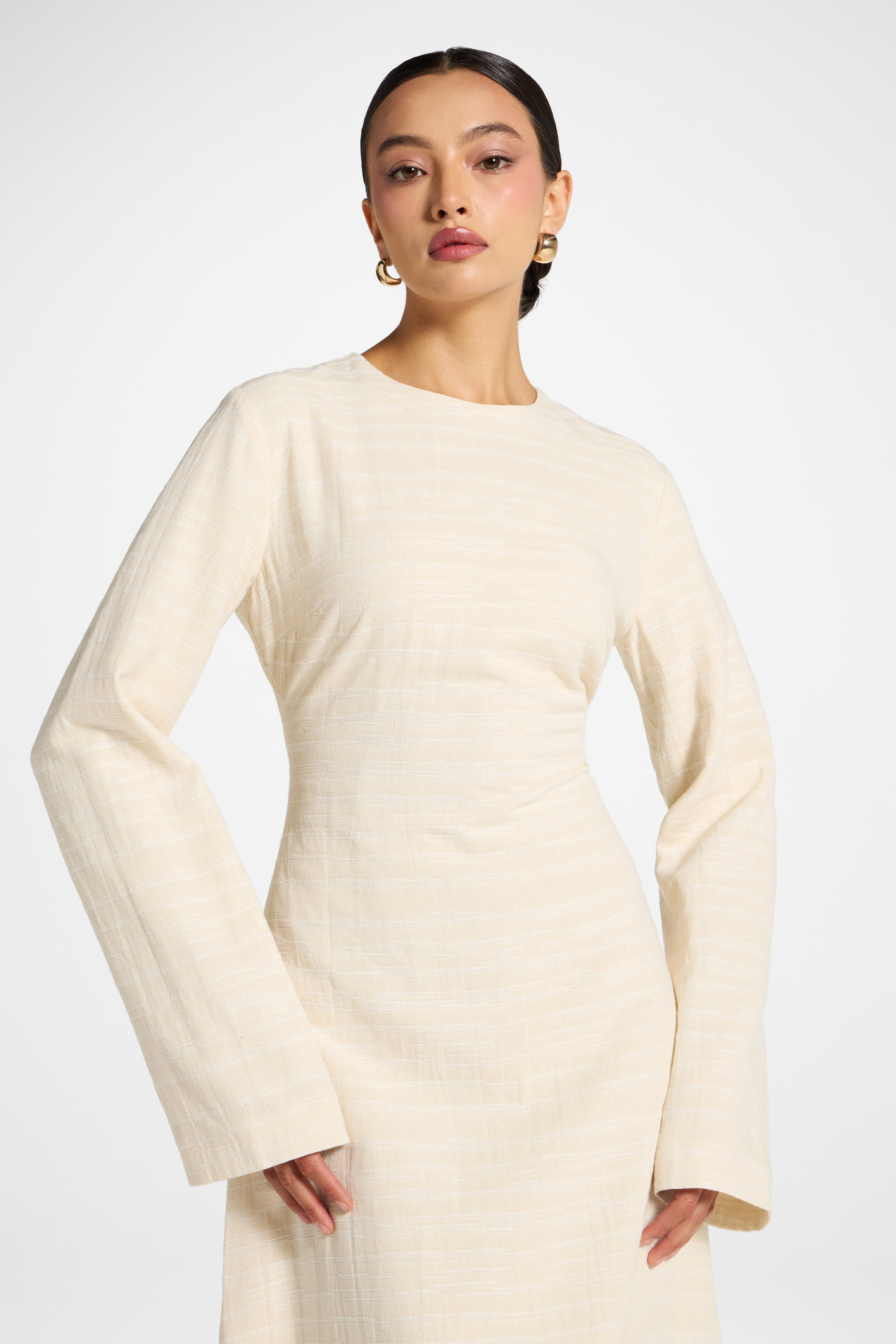 Cotton Cinch Maxi Dress - Natural Dress Veiled 