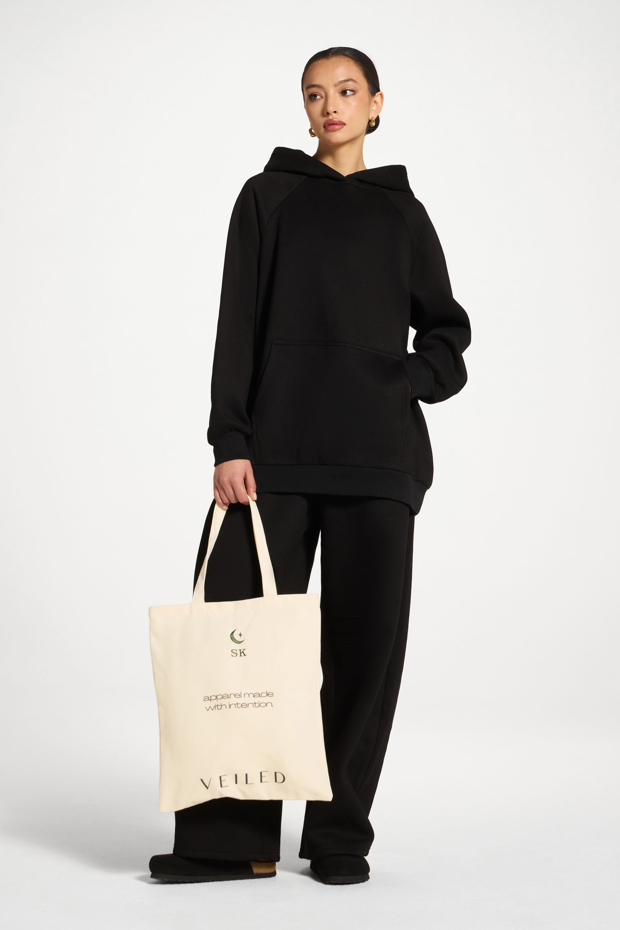 Cotton Hoodie - Black Abayas Veiled 