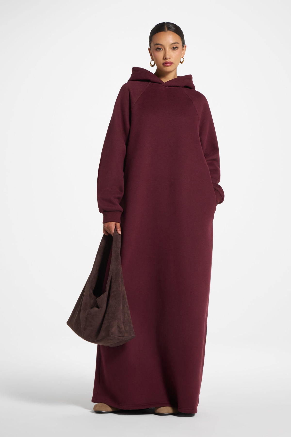 Cotton Hoodie Dress - Chocolate Plum Dress Veiled 