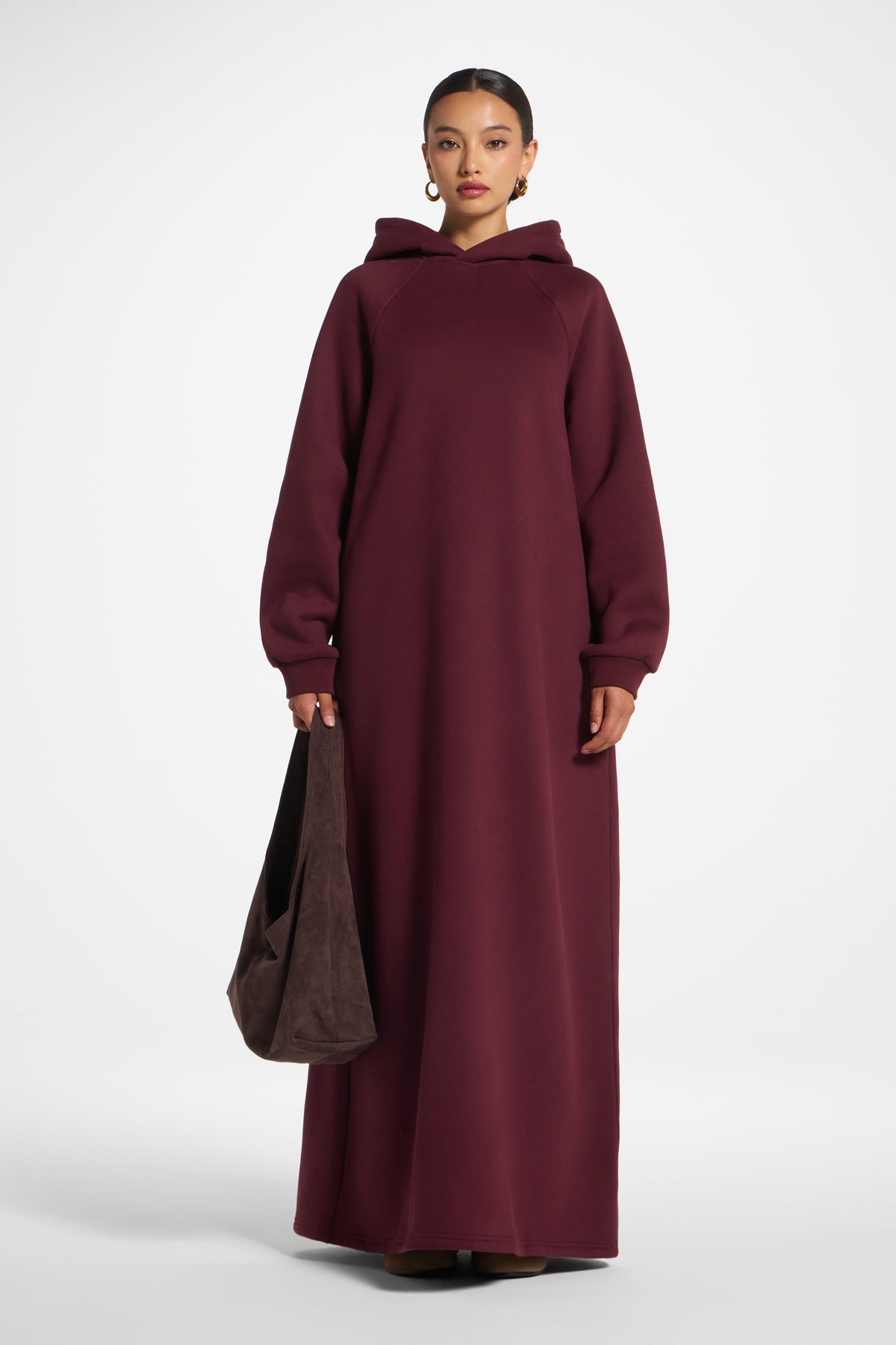 Cotton Hoodie Dress - Chocolate Plum Dress Veiled 