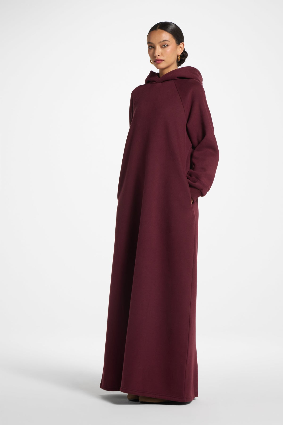 Cotton Hoodie Dress - Chocolate Plum Dress Veiled 