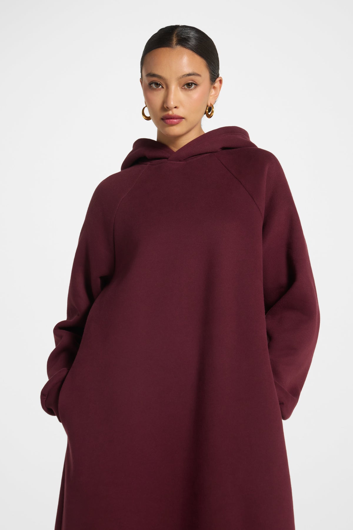 Cotton Hoodie Dress - Chocolate Plum Dress Veiled 