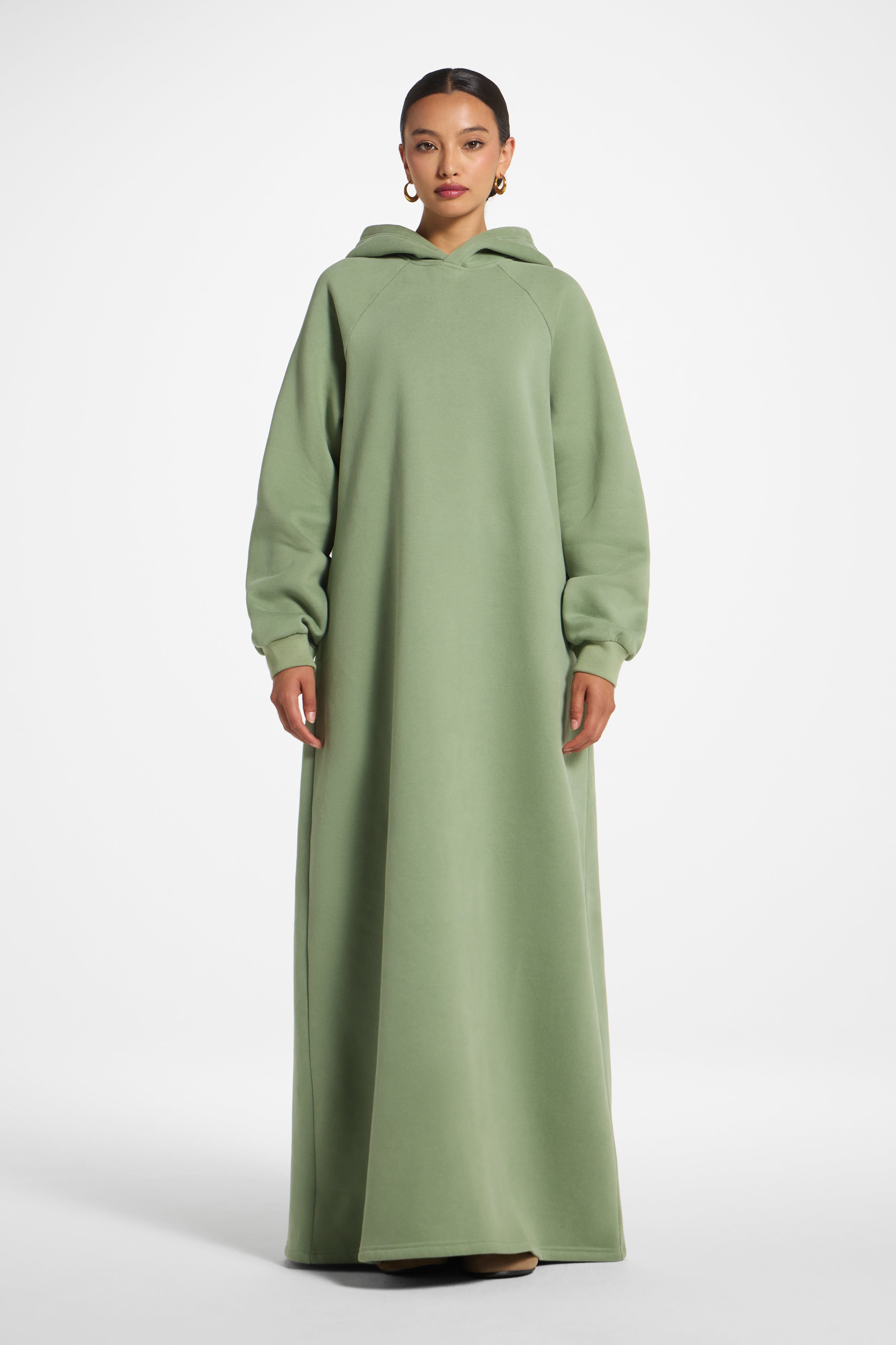Cotton Hoodie Dress - Sage Dress Veiled 