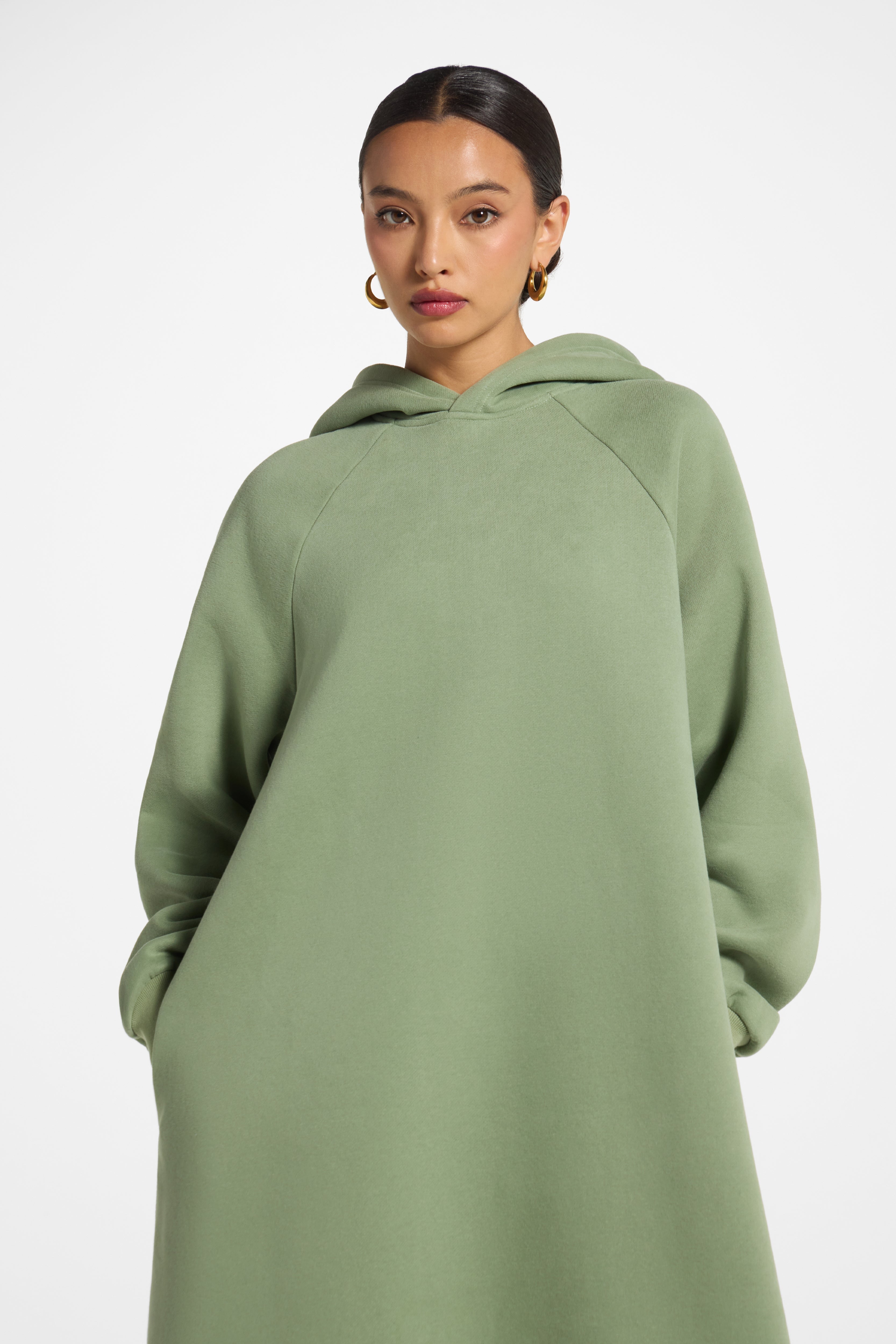 Cotton Hoodie Dress - Sage Dress Veiled 