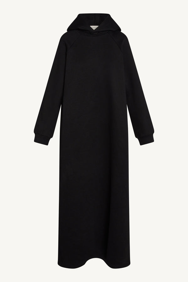Cotton Hoodie Maxi Dress - Black Abayas Veiled 