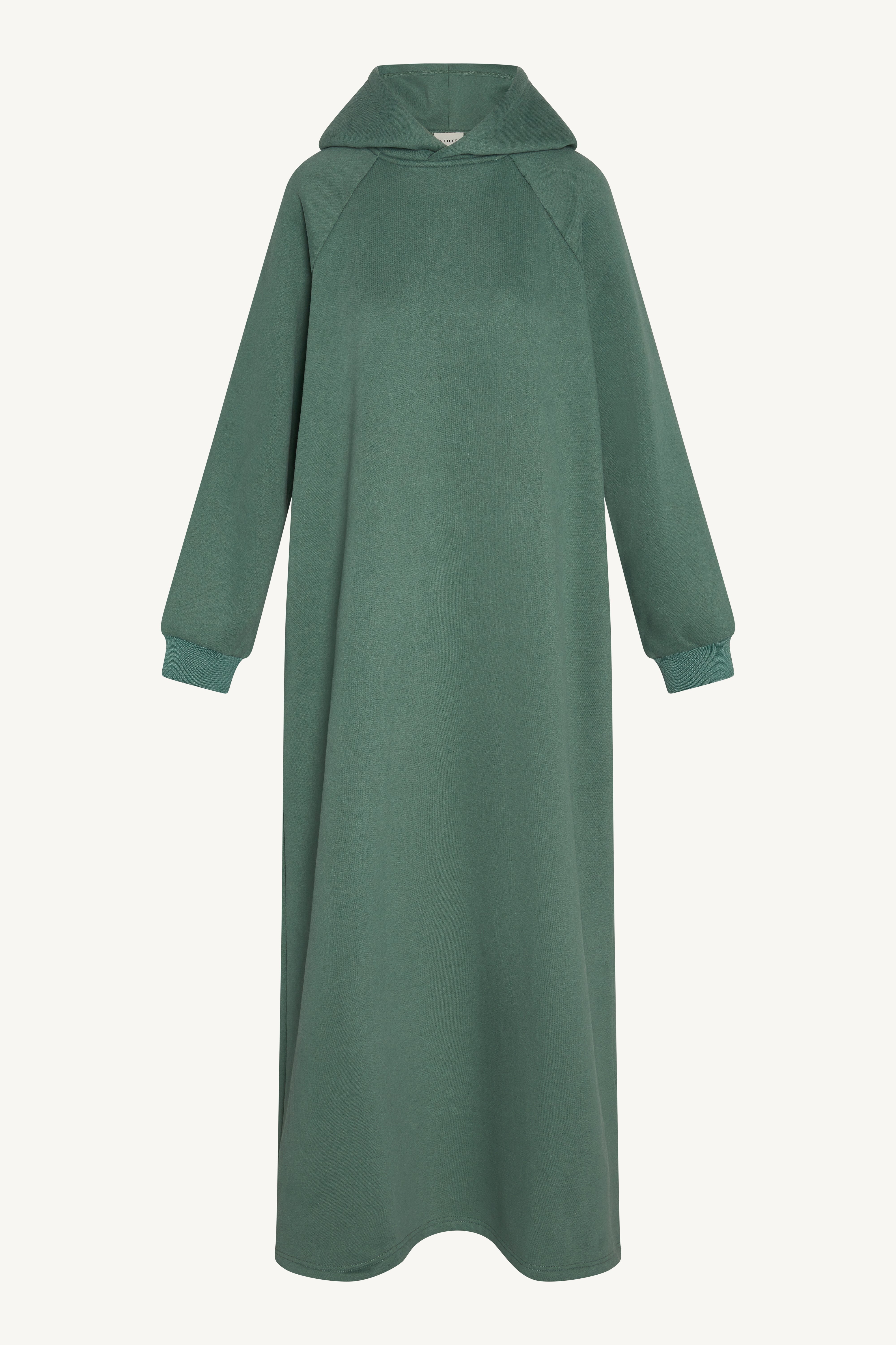 Cotton Hoodie Maxi Dress - Retro Green Abayas Veiled 