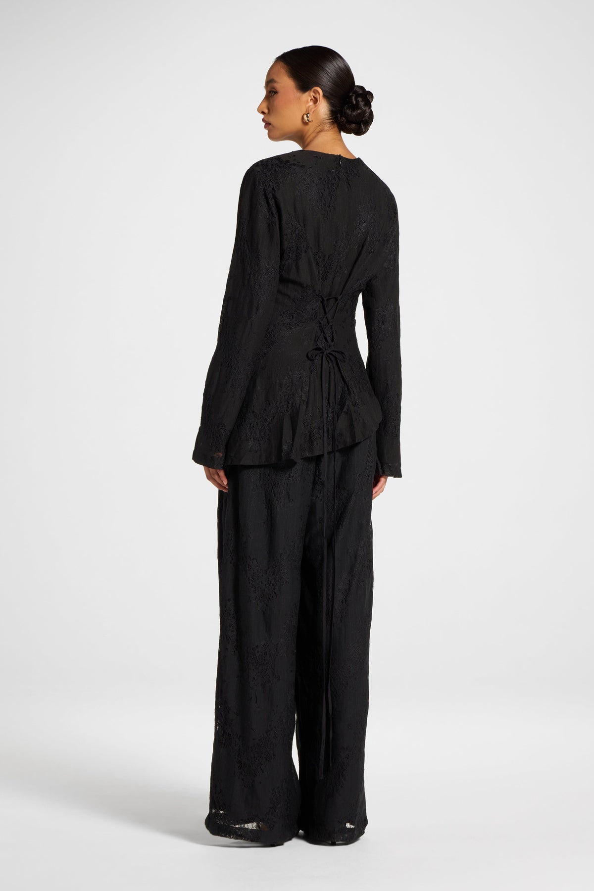 Cotton Lace Asymmetric Top - Black Top Veiled 