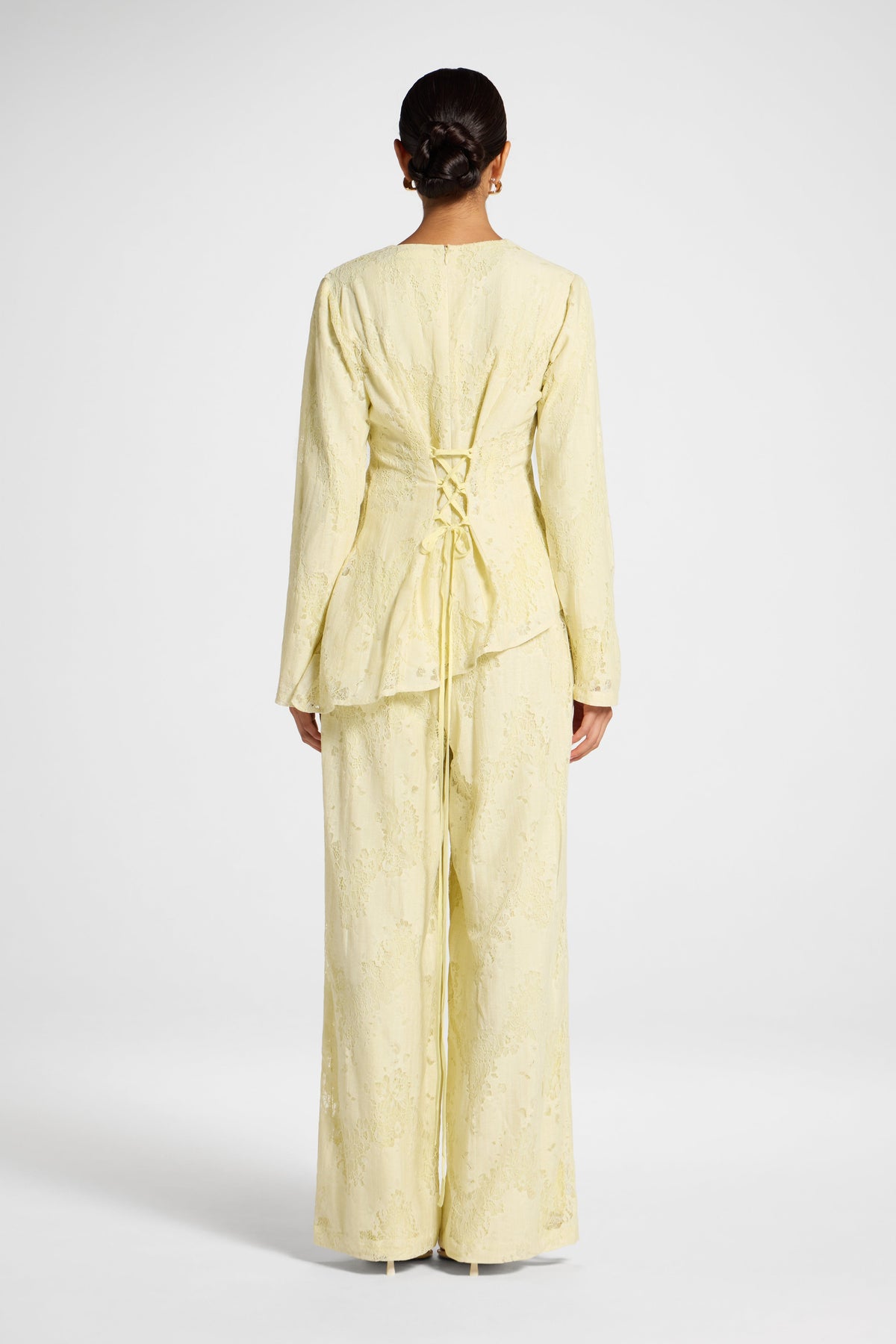 Cotton Lace Asymmetric Top - Butter Yellow Top Veiled 